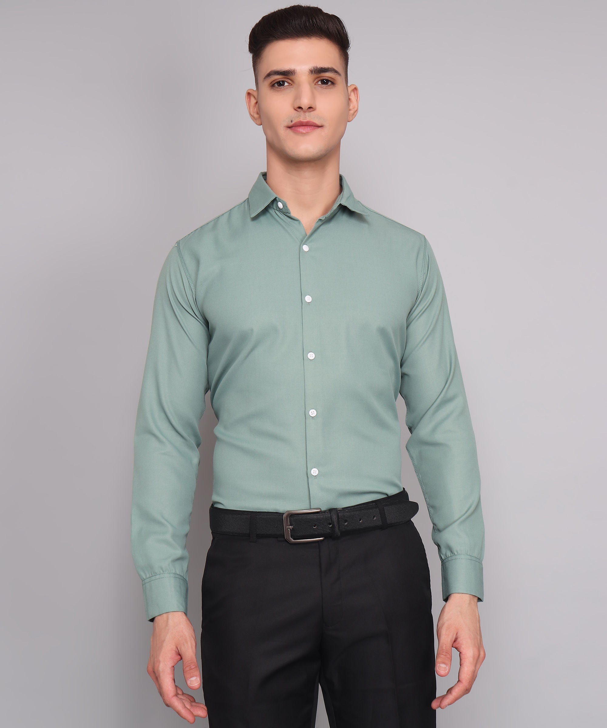 Exclusive TryBuy Premium Ocean Green Dress Shirt for Men