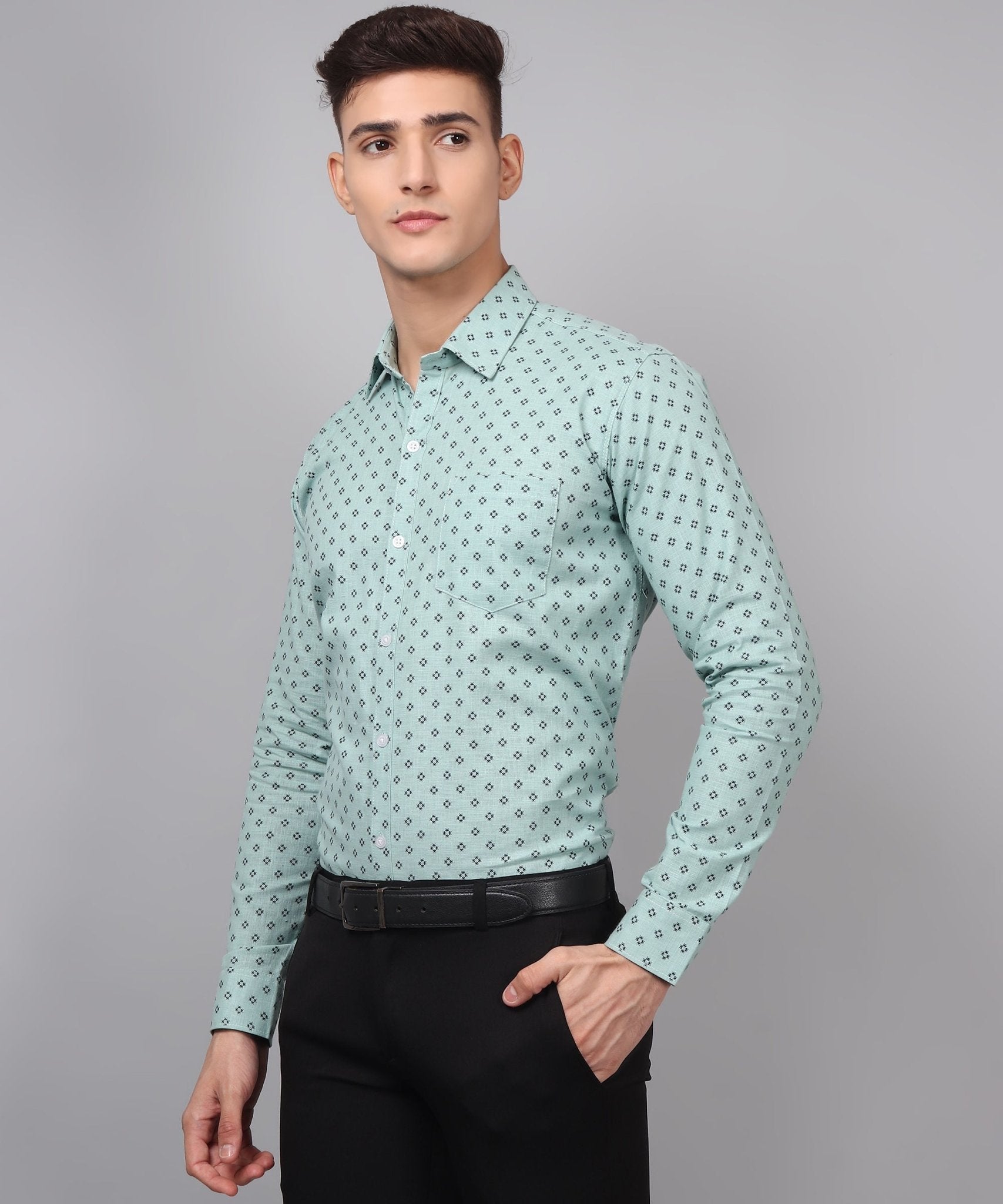 Classy TryBuy Premium Cotton Linen Printed Casual/Formal Shirt for Men - TryBuy® USA🇺🇸