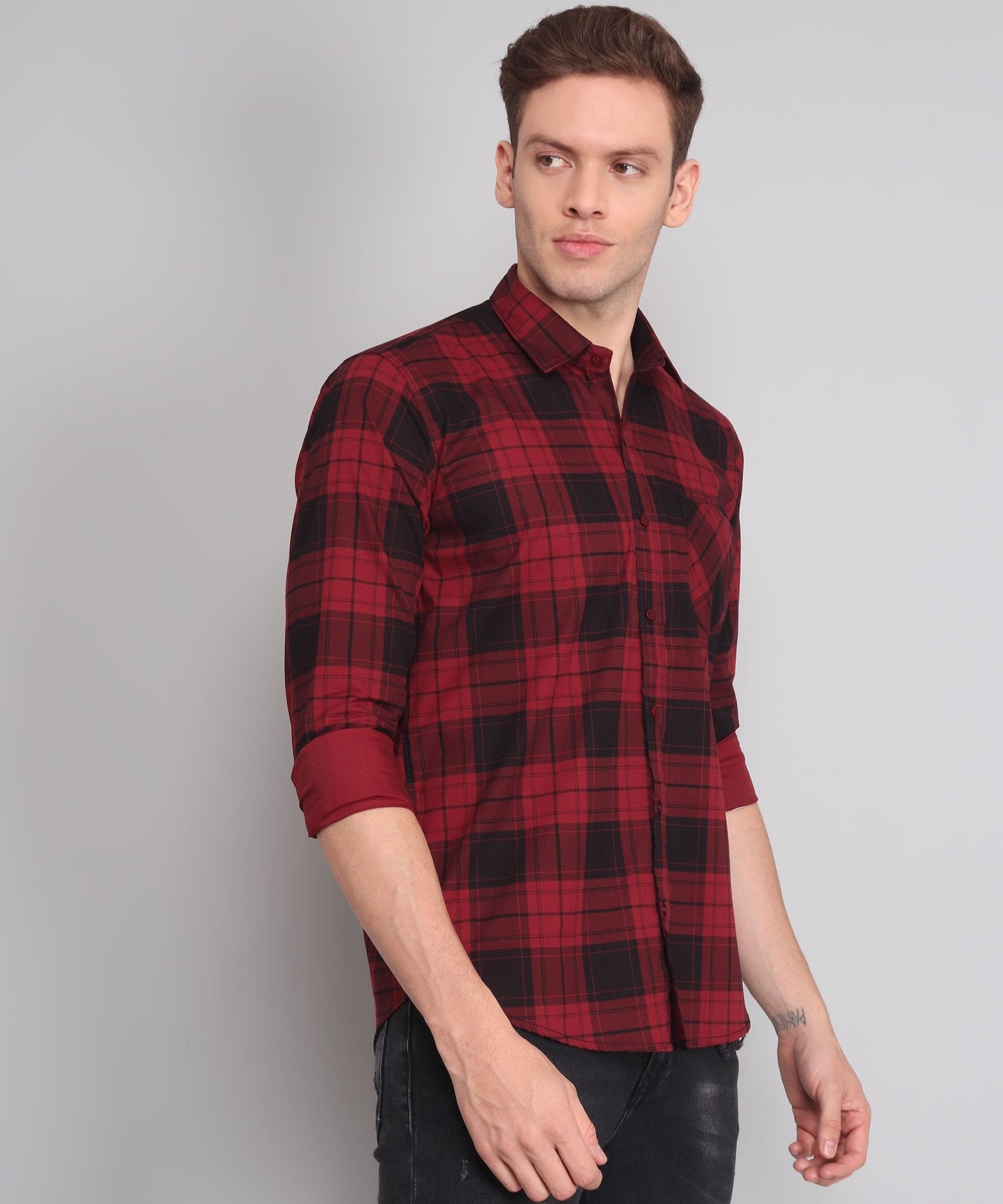 Exclusive TryBuy Premium Black Red Checks Shirt for Men - TryBuy® USA🇺🇸