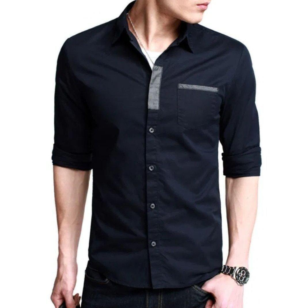 New Urbane Elegant Classy Black Cotton Casual Shirt for Men - TryBuy® USA🇺🇸