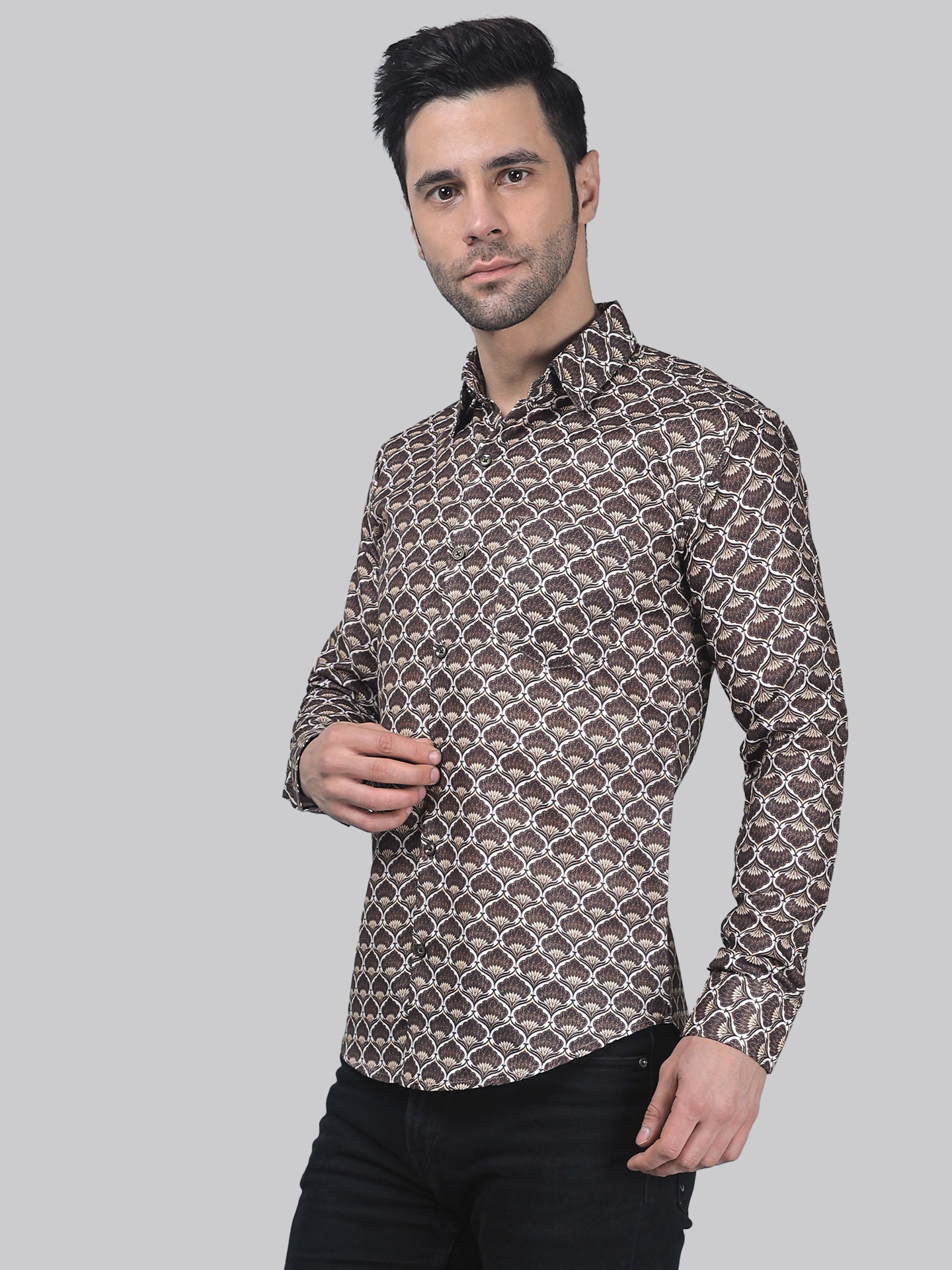 TryBuy Fancy Full Sleeve Casual Linen Printed Shirt for Men - TryBuy® USA🇺🇸