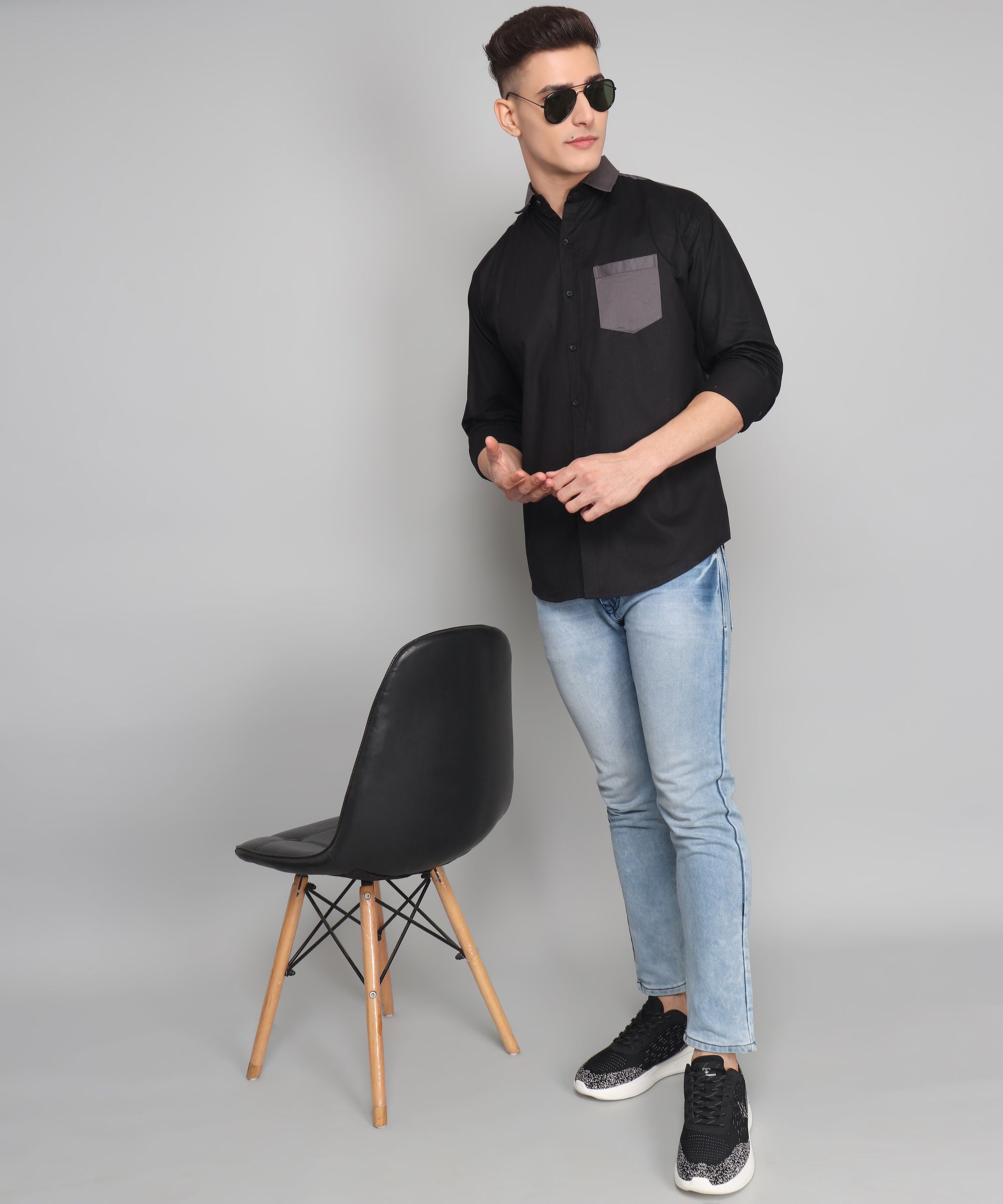 Jacob Premium Black Solid Cotton Dress Shirt for Men