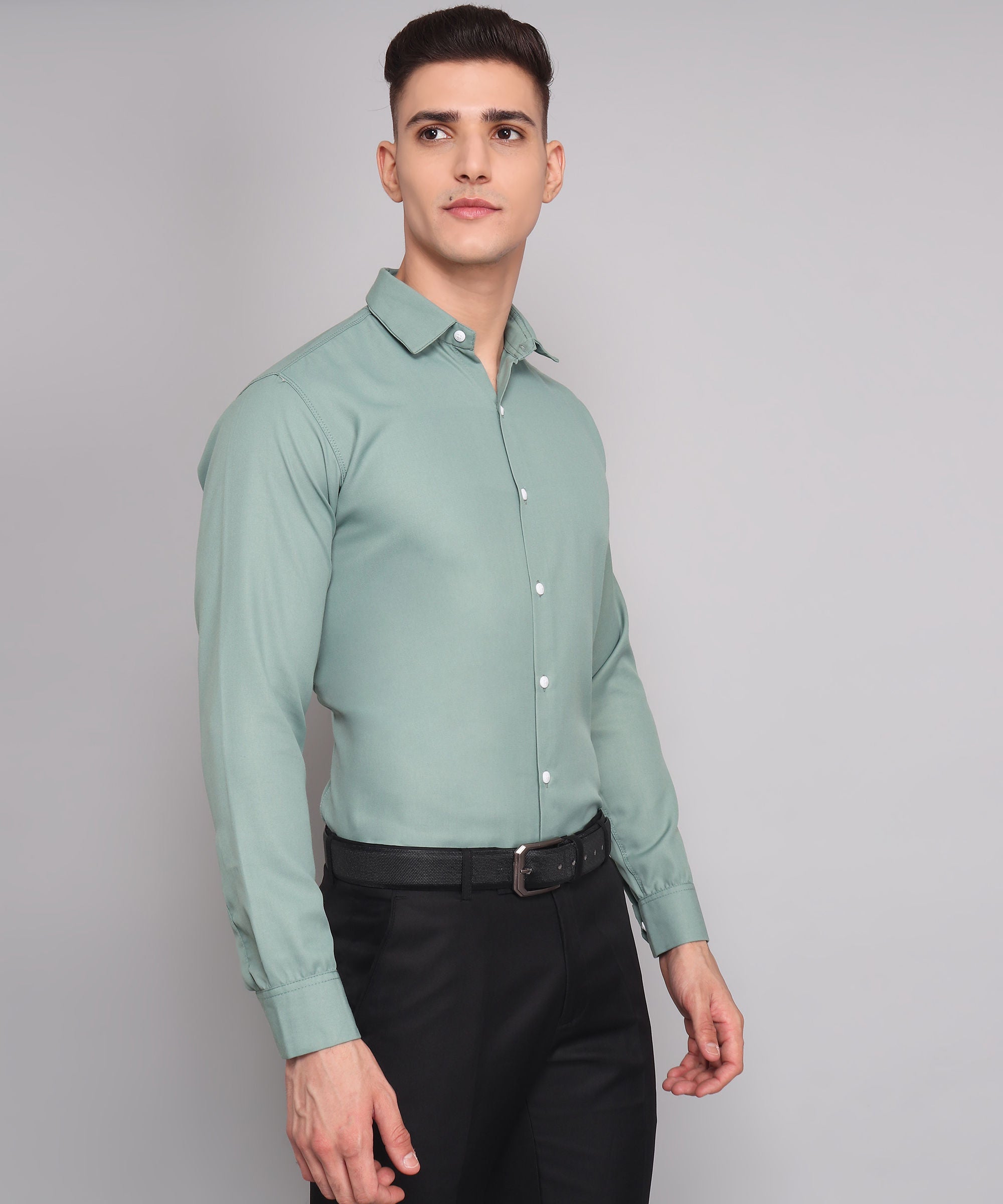 Exclusive TryBuy Premium Ocean Green Dress Shirt for Men