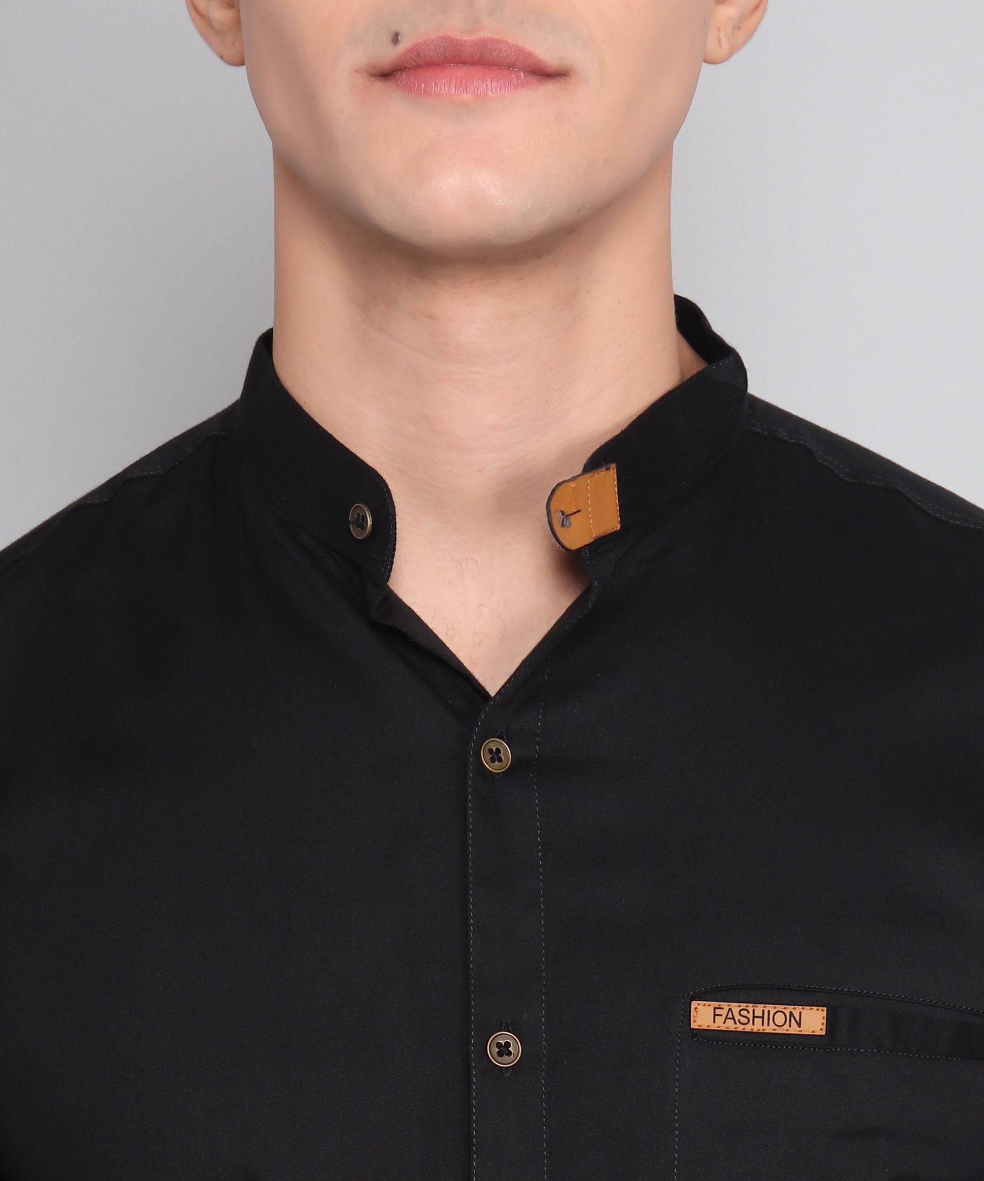 Black Solid Cotton shirt for men