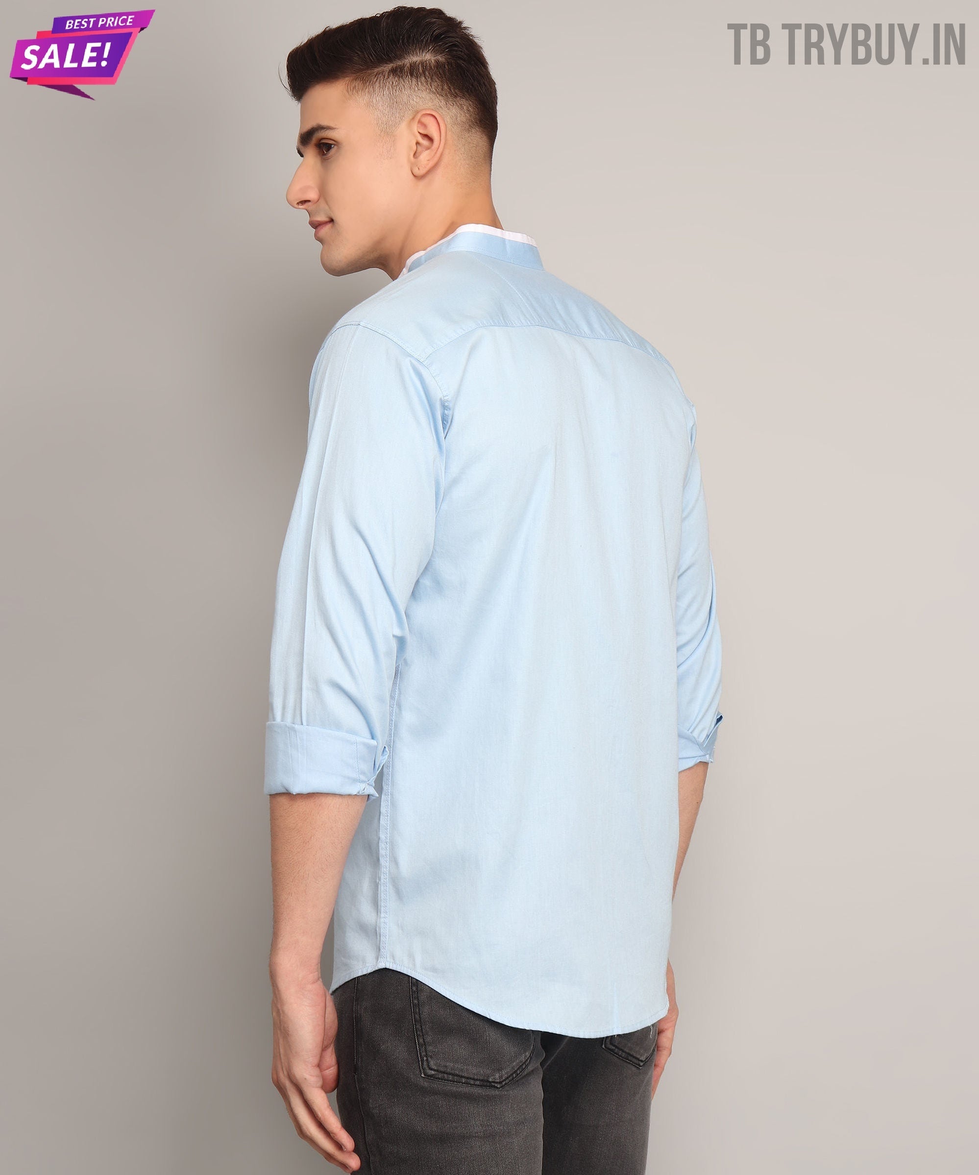 Mandarin Sky Blue Men's Shirt