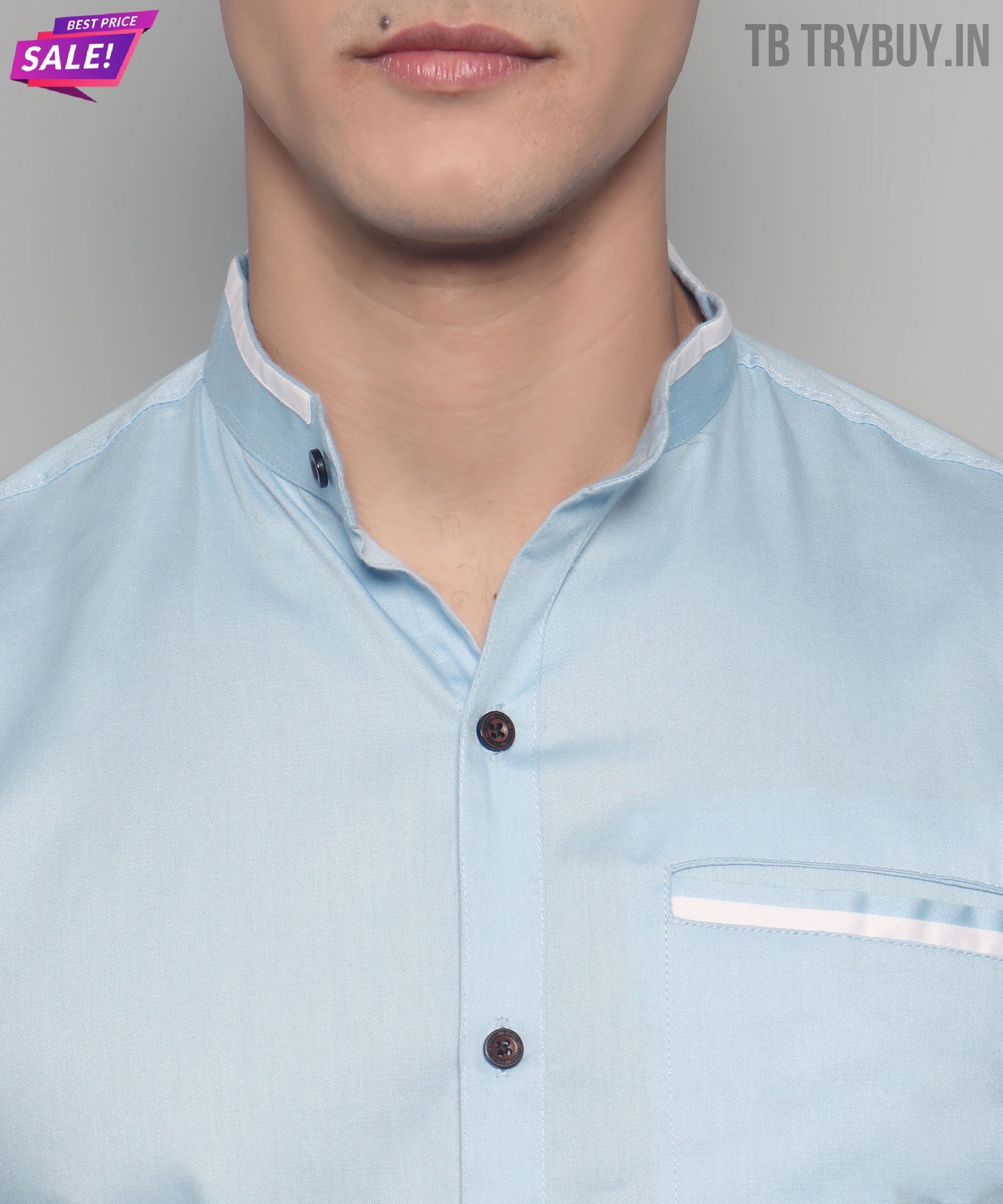 Mandarin Sky Blue Men's Shirt