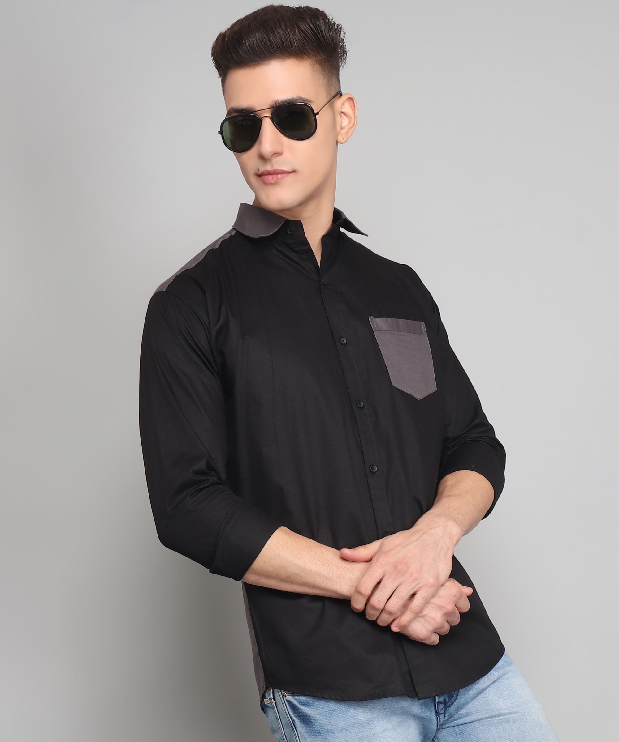 Jacob Premium Black Solid Cotton Dress Shirt for Men