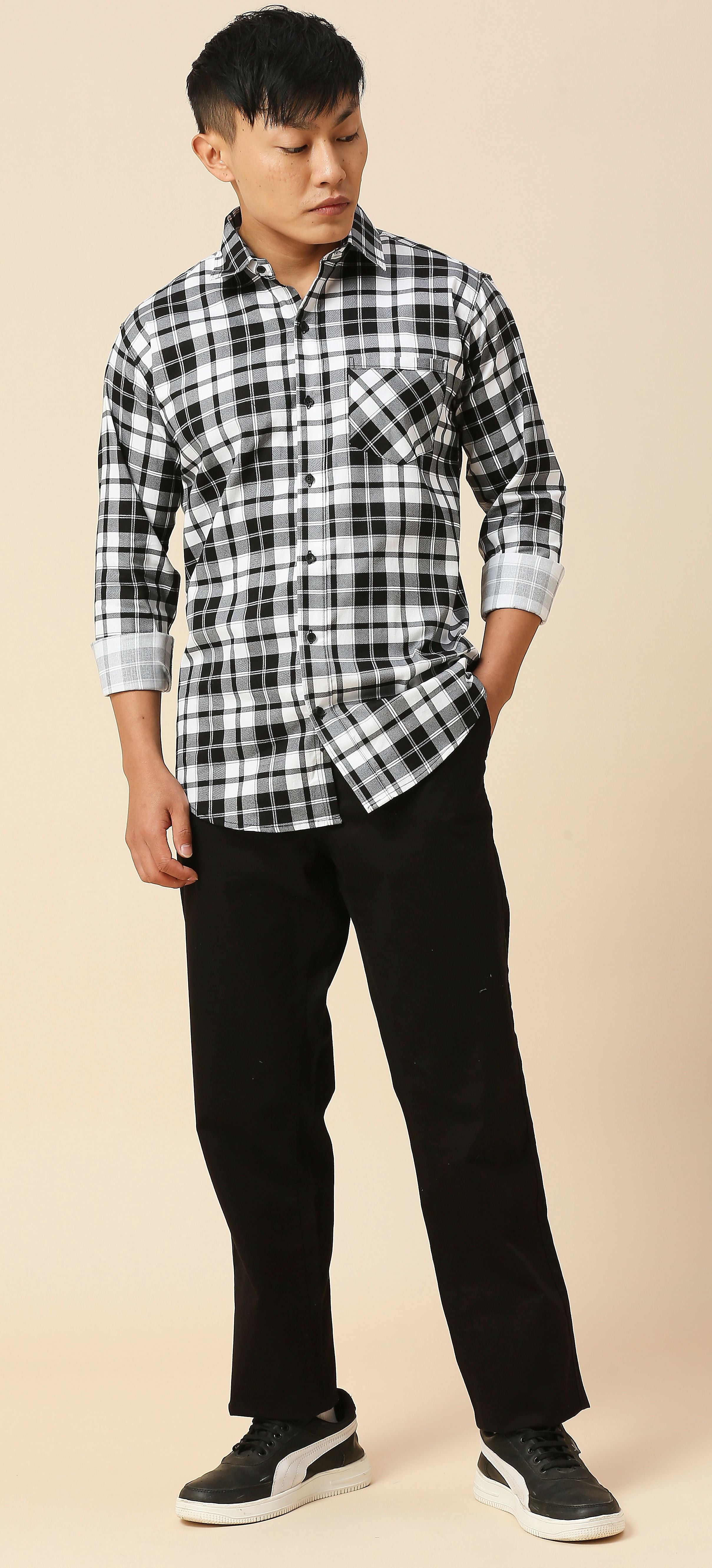 White Black Cruze Checked Shirt 