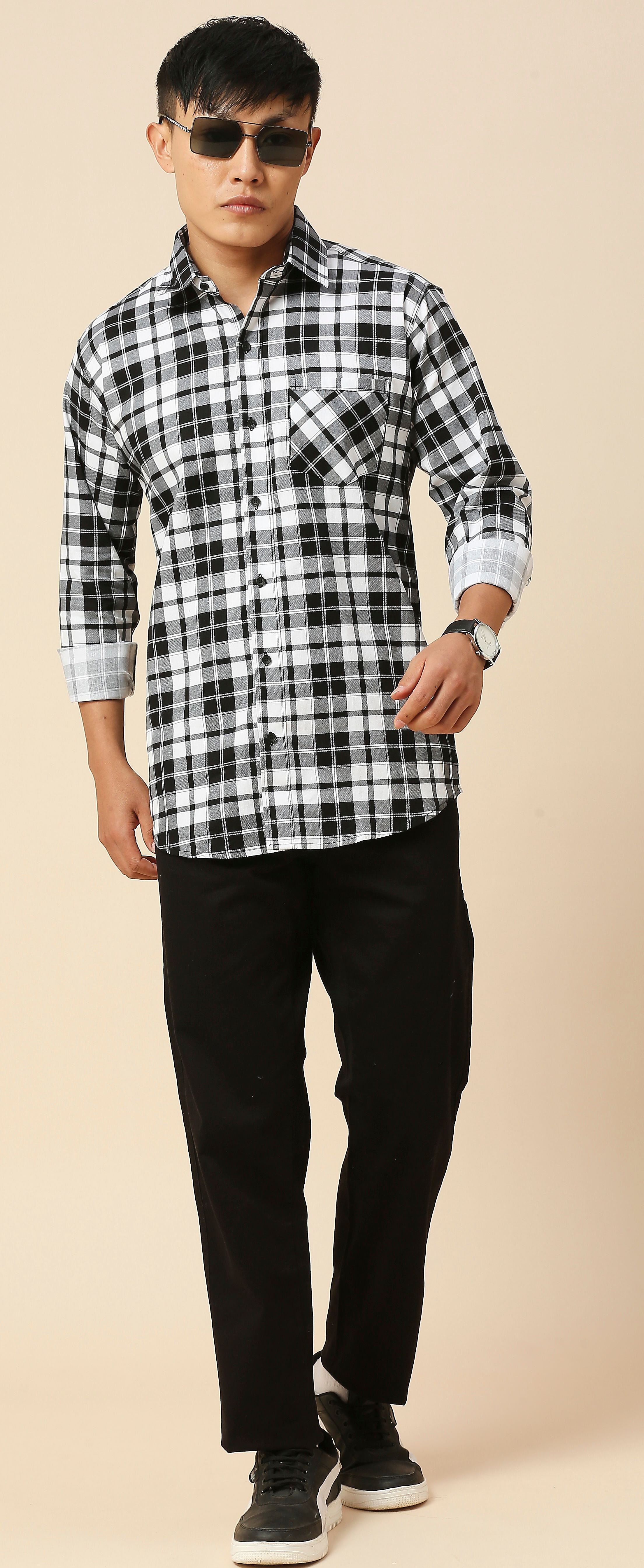 White Black Cruze Checked Shirt 