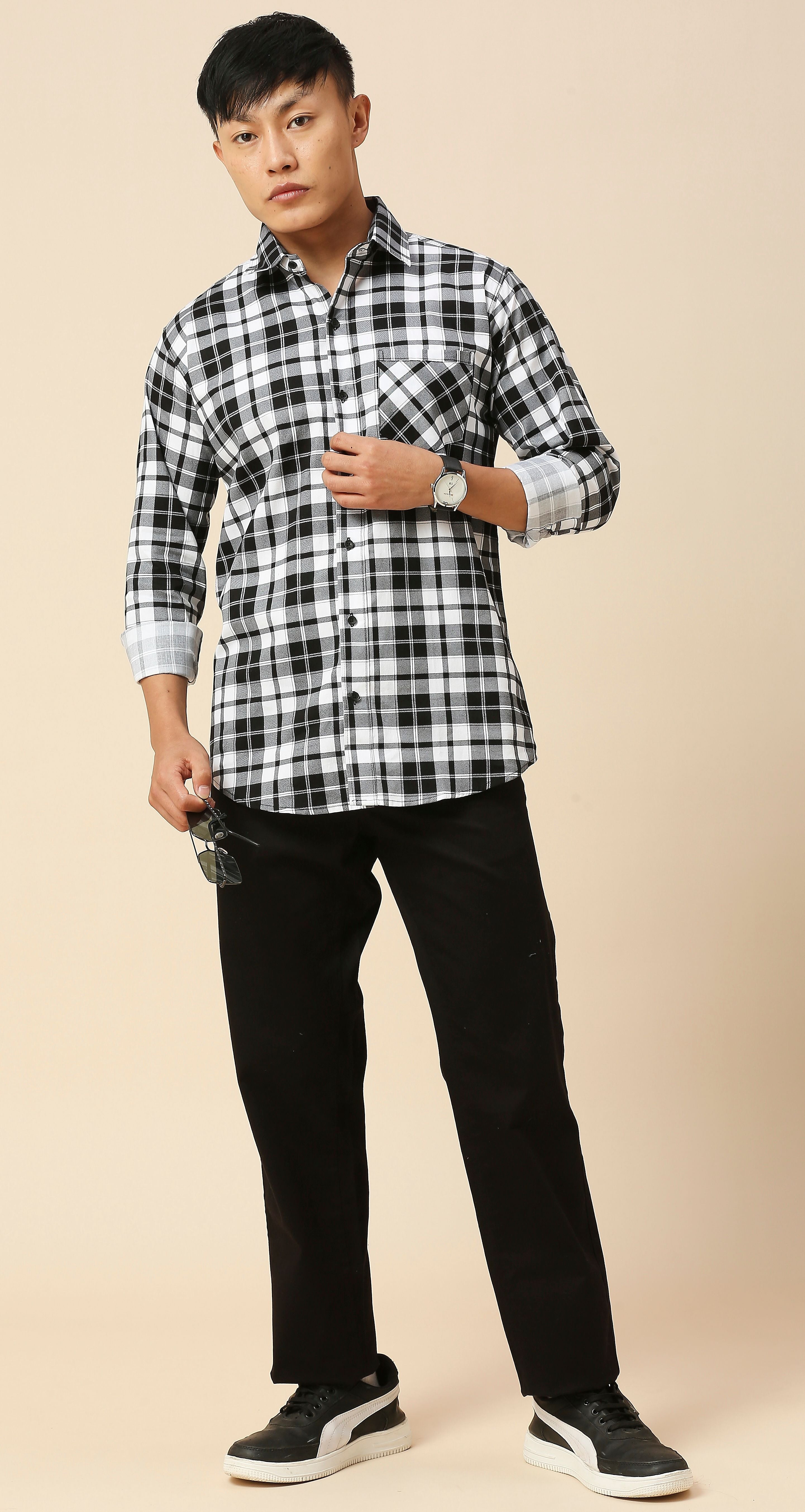 White Black Cruze Checked Shirt 