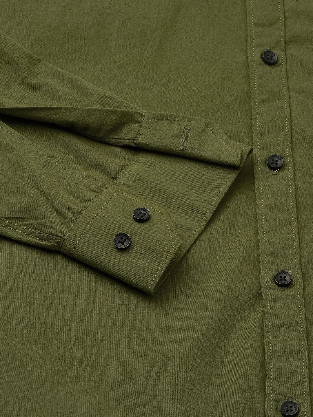 Angers Army Green Solid Cotton Shirts for Men