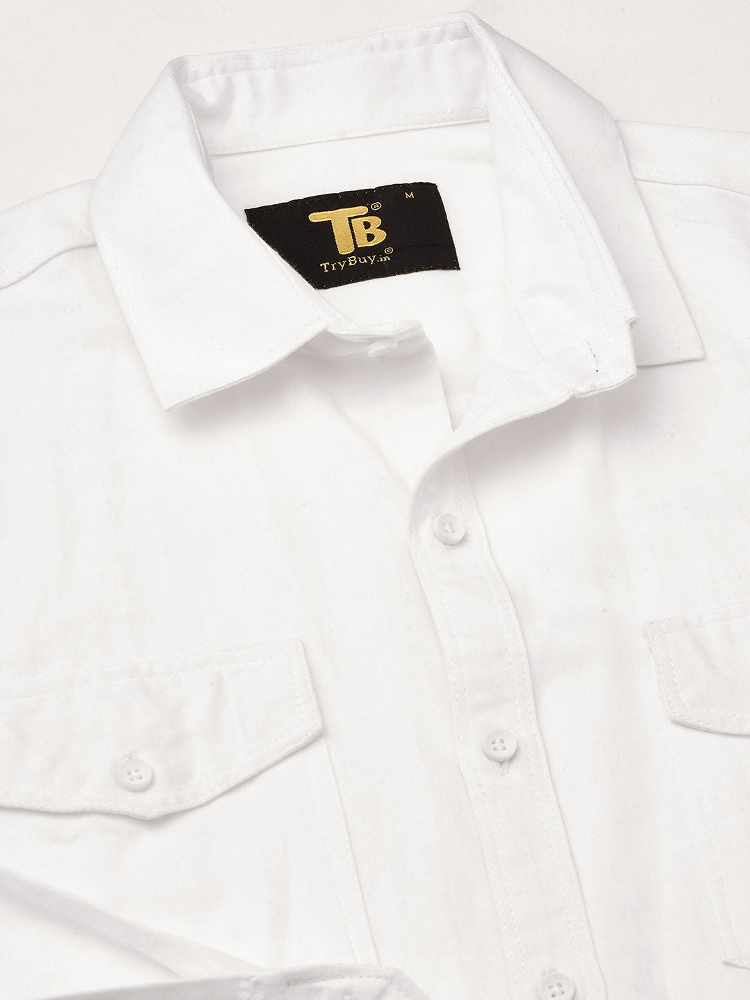 Solid White Cotton Linen Double Pocket Shirts for Men