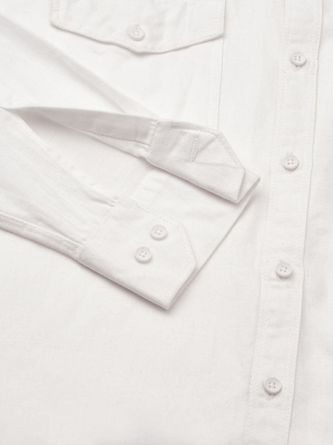 Solid White Cotton Linen Double Pocket Shirts for Men