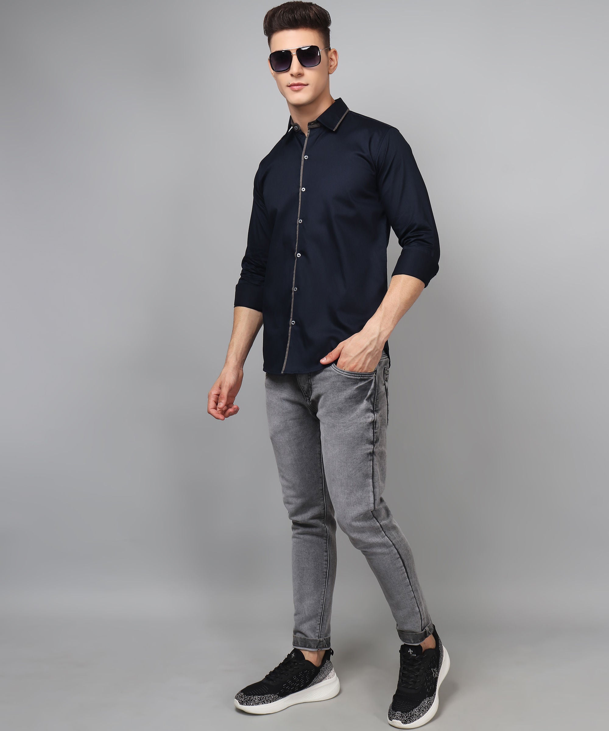 Navy Grey Shirt for Men