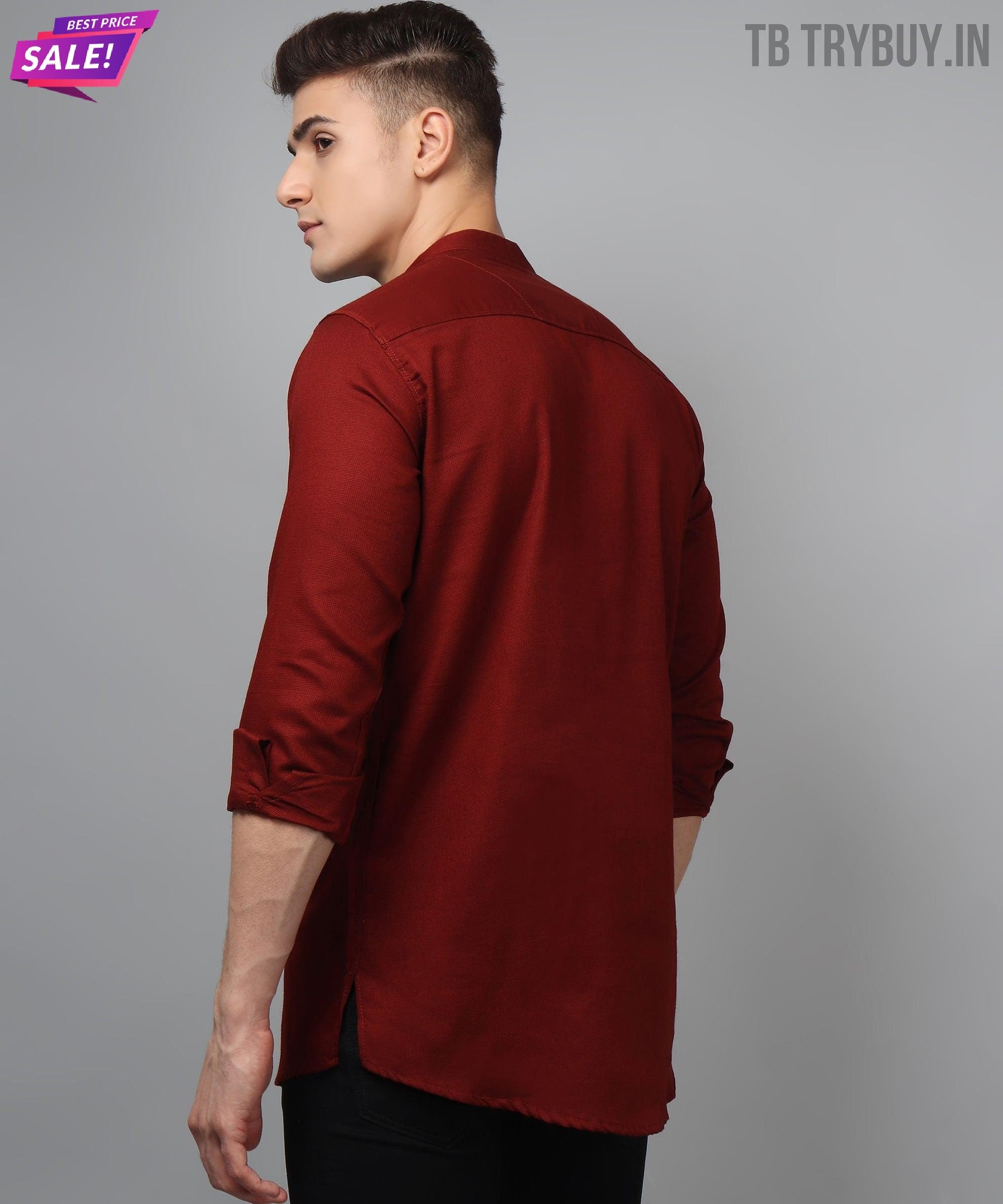 TryBuy Premium Maroon Ethnic Kurta for Men