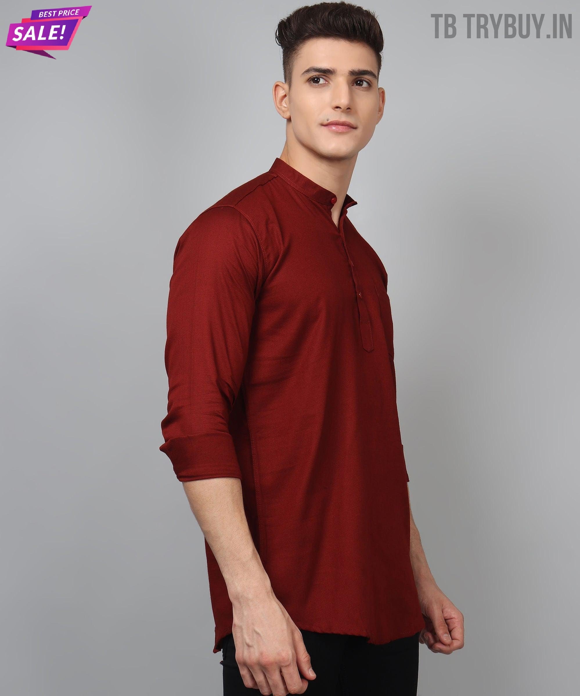 TryBuy Premium Maroon Ethnic Kurta for Men