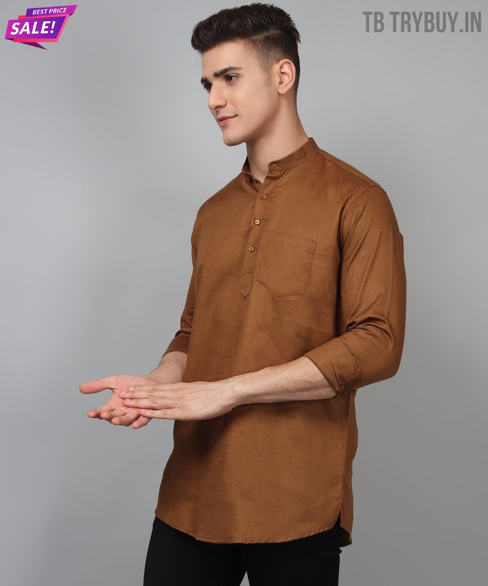 Luxe TryBuy Premium Fashionable Cotton Ethnic Kurta for Men