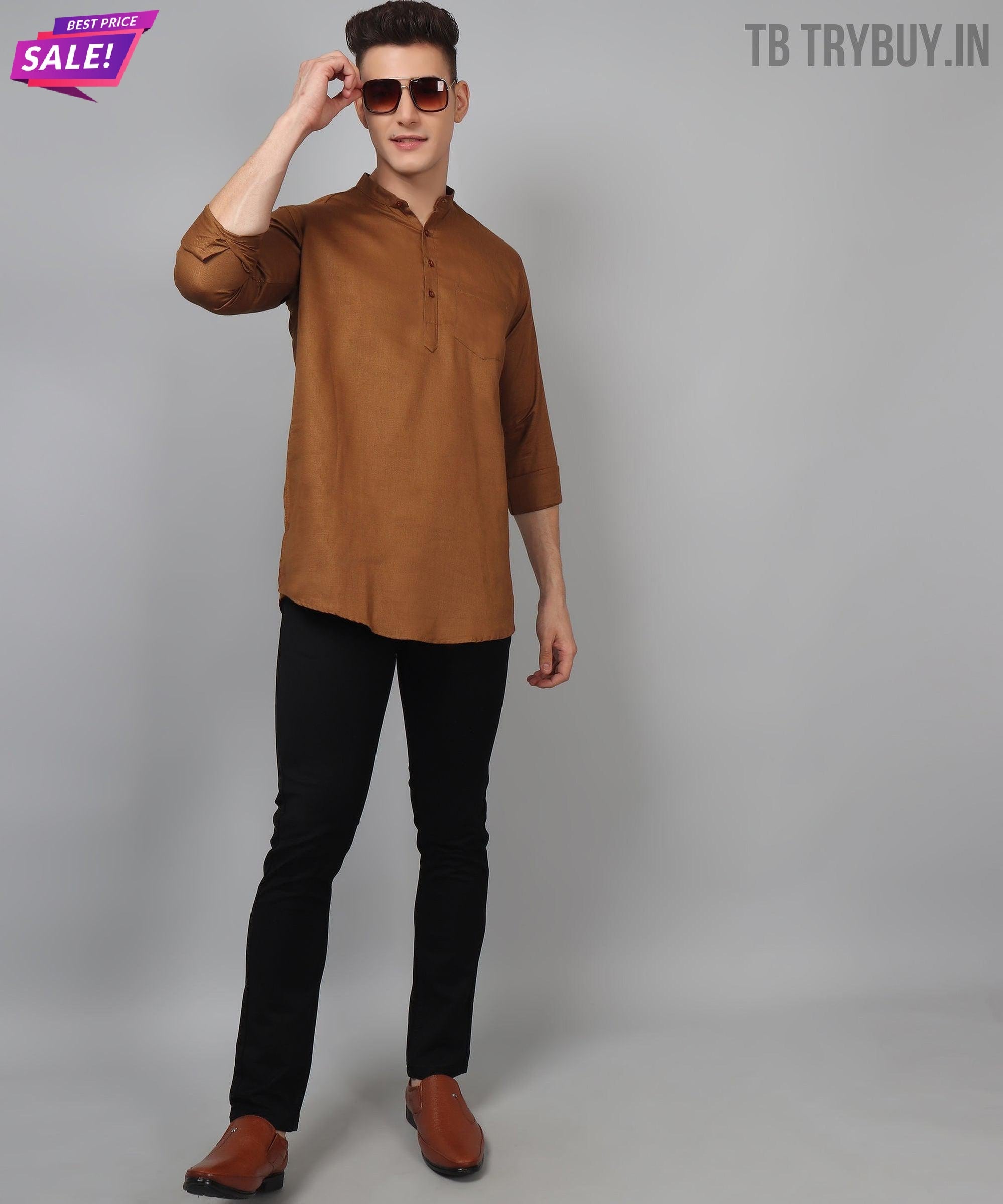 Luxe TryBuy Premium Fashionable Cotton Ethnic Kurta for Men