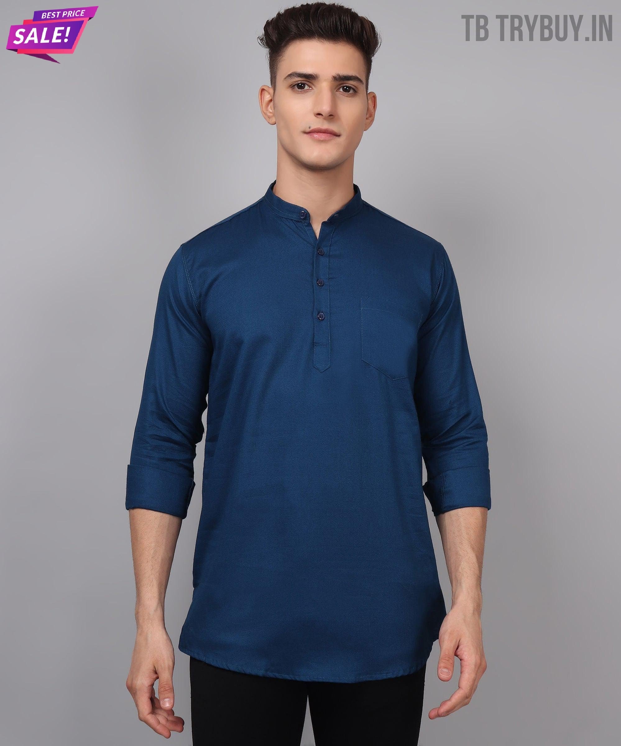 TryBuy Premium Ethnic Blue Kurta for Men