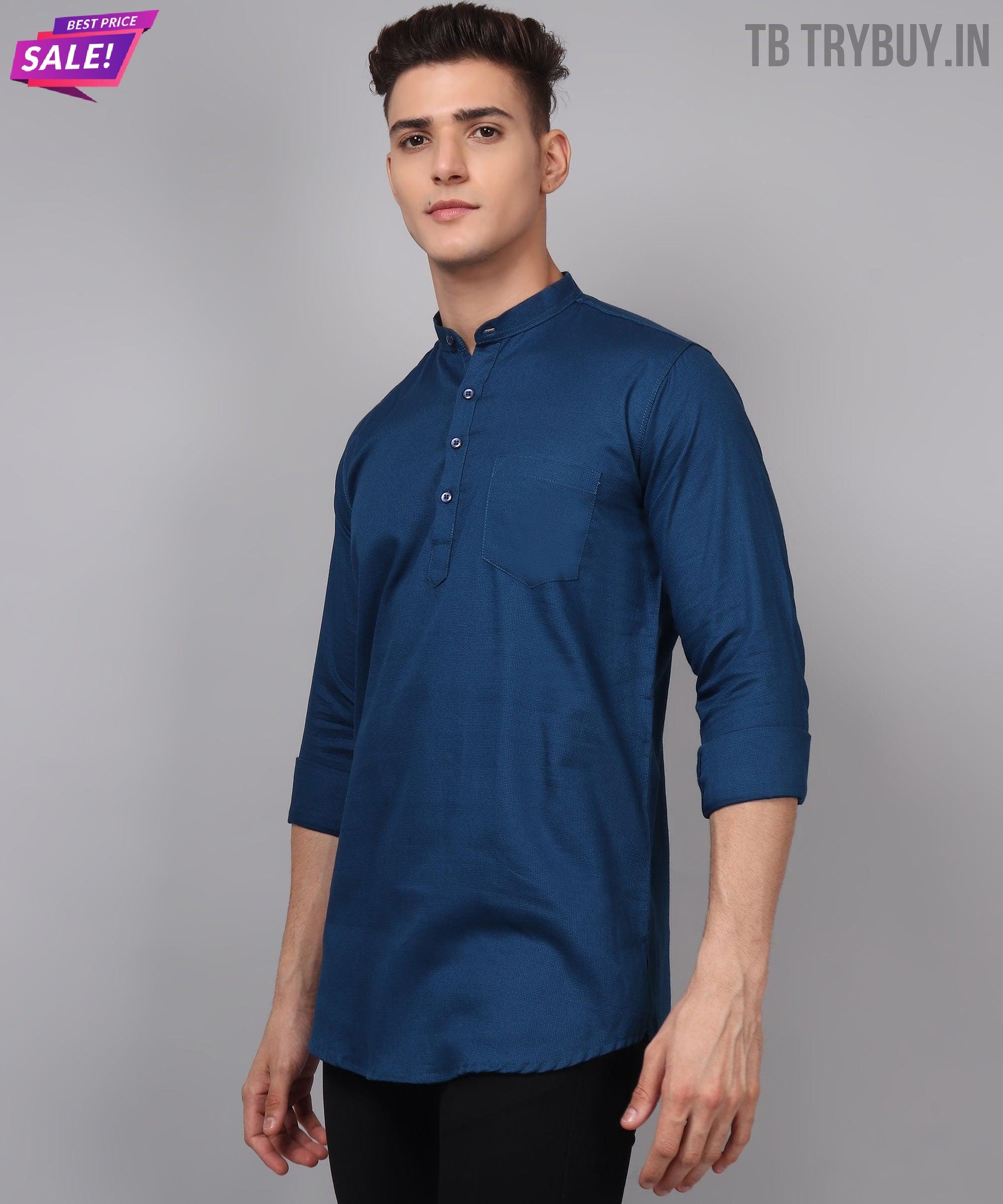 TryBuy Premium Ethnic Blue Kurta for Men