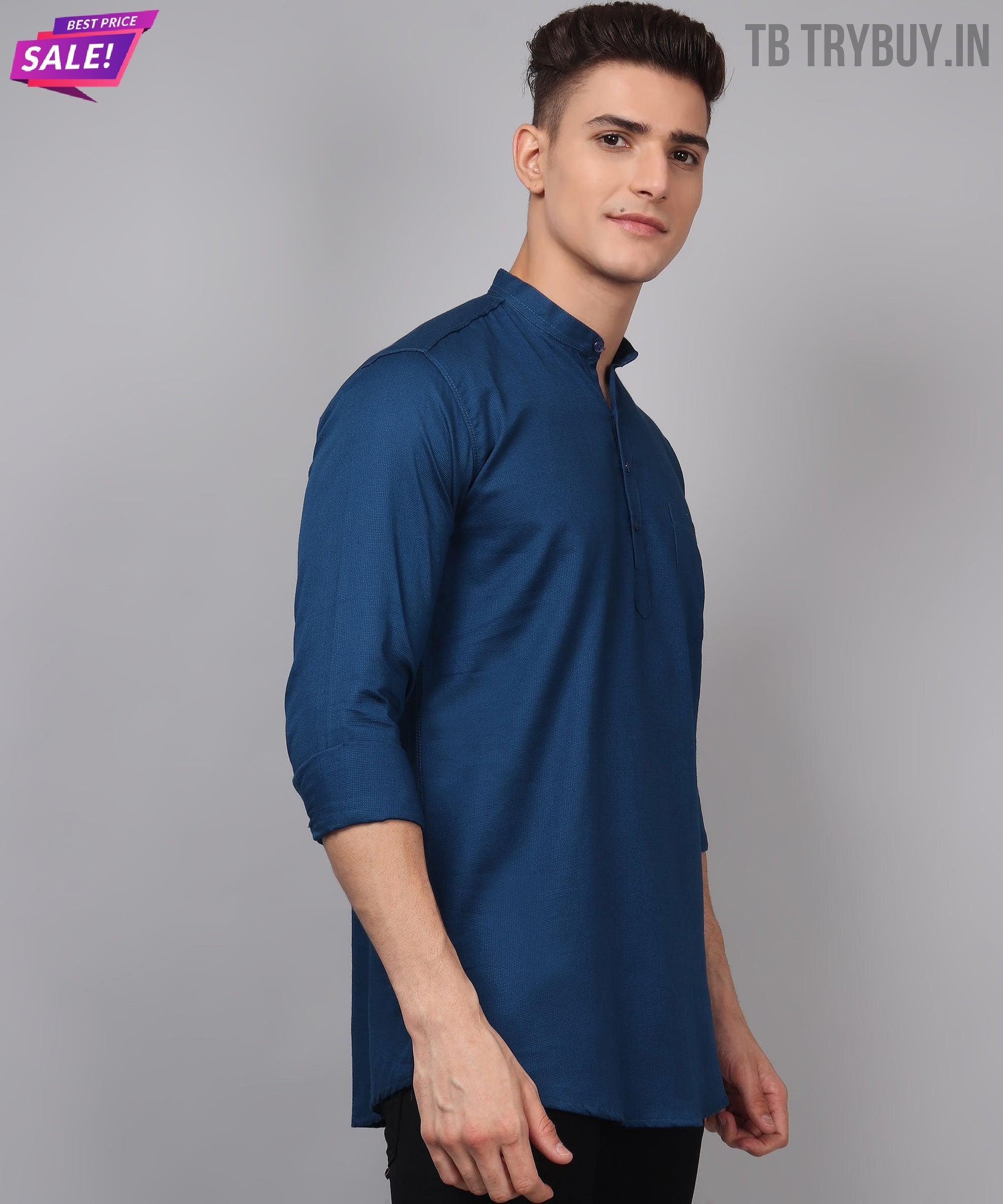 TryBuy Premium Ethnic Blue Kurta for Men