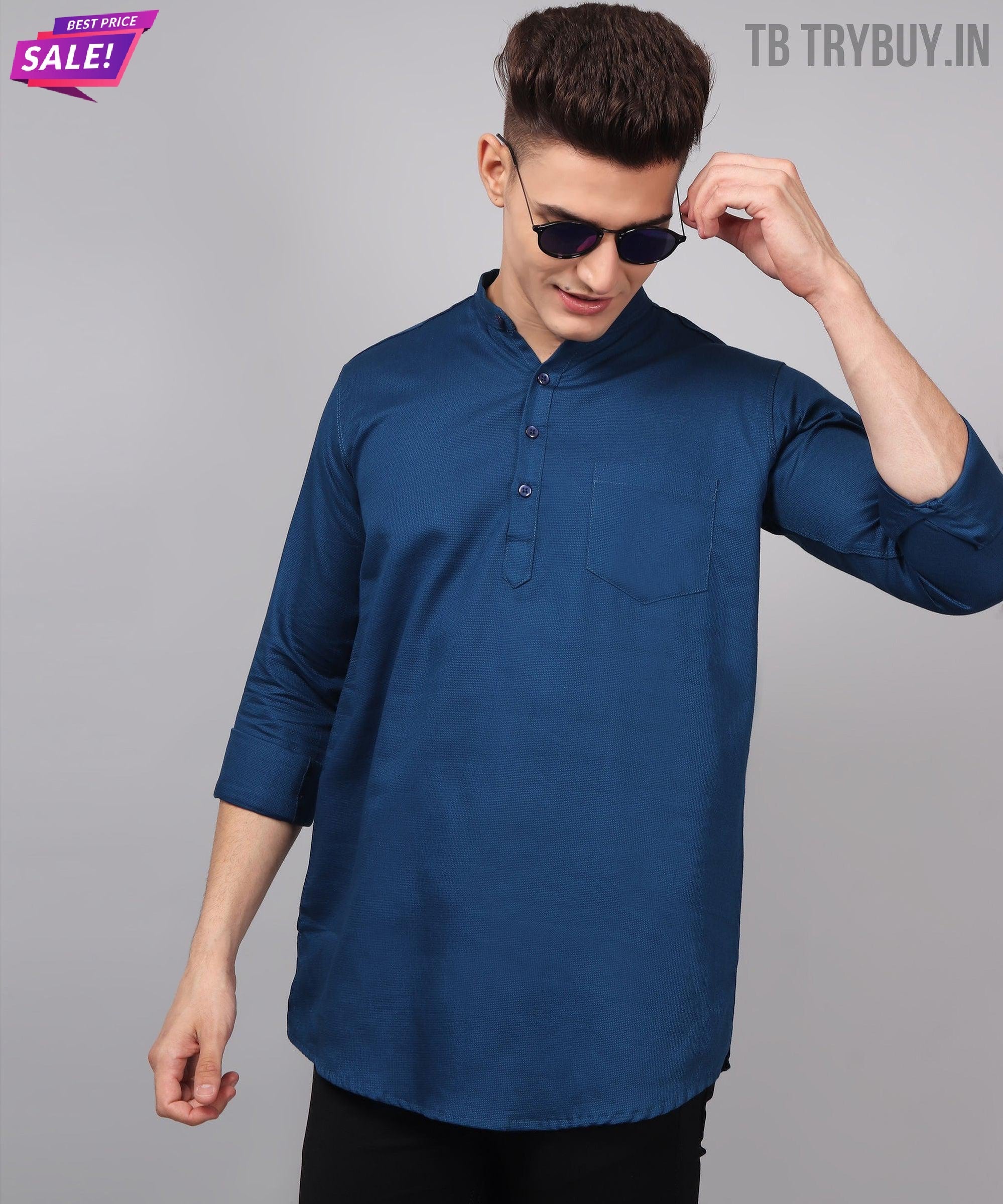 TryBuy Premium Ethnic Blue Kurta for Men