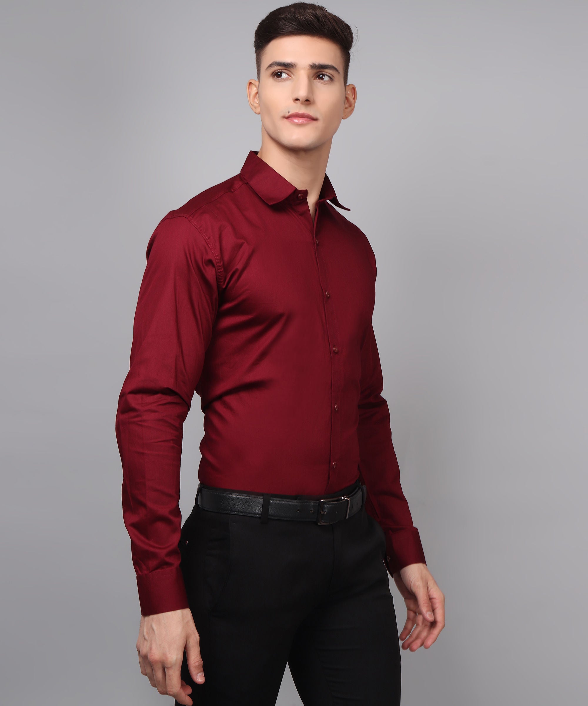 Exclusive TryBuy Premium Maroon Dress Shirt for Men
