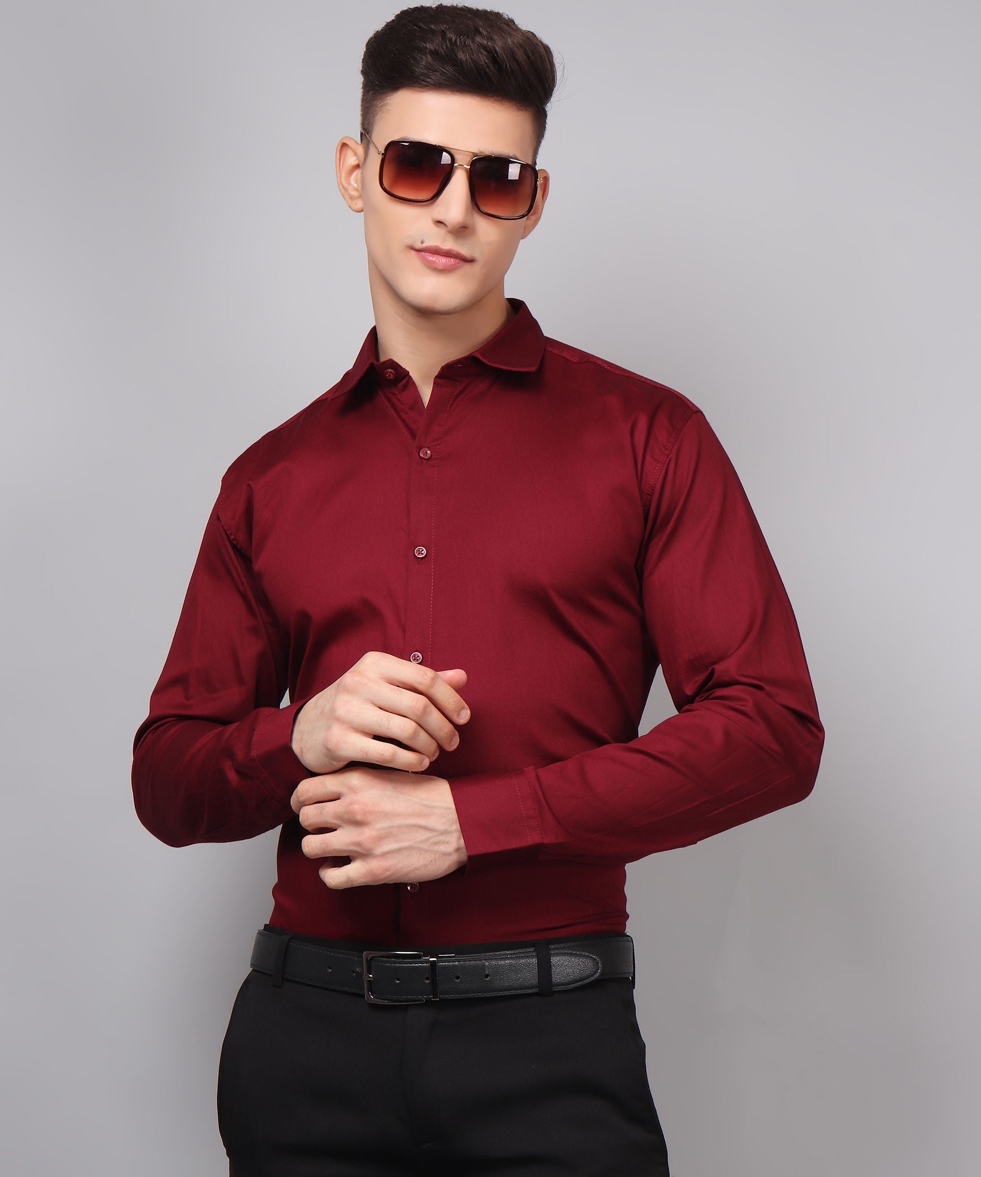 Exclusive TryBuy Premium Maroon Dress Shirt for Men