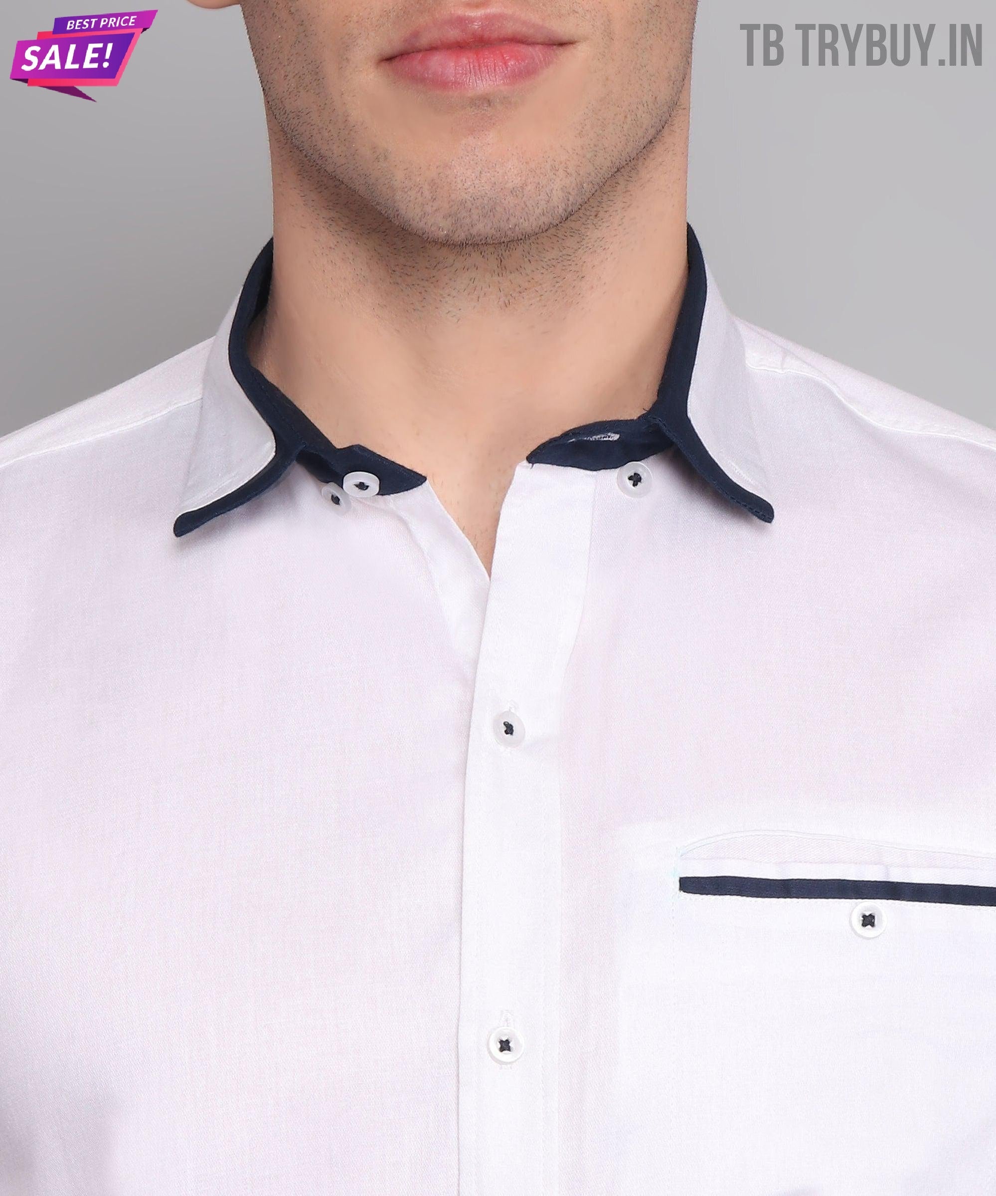 a close up of a person wearing a white shirt