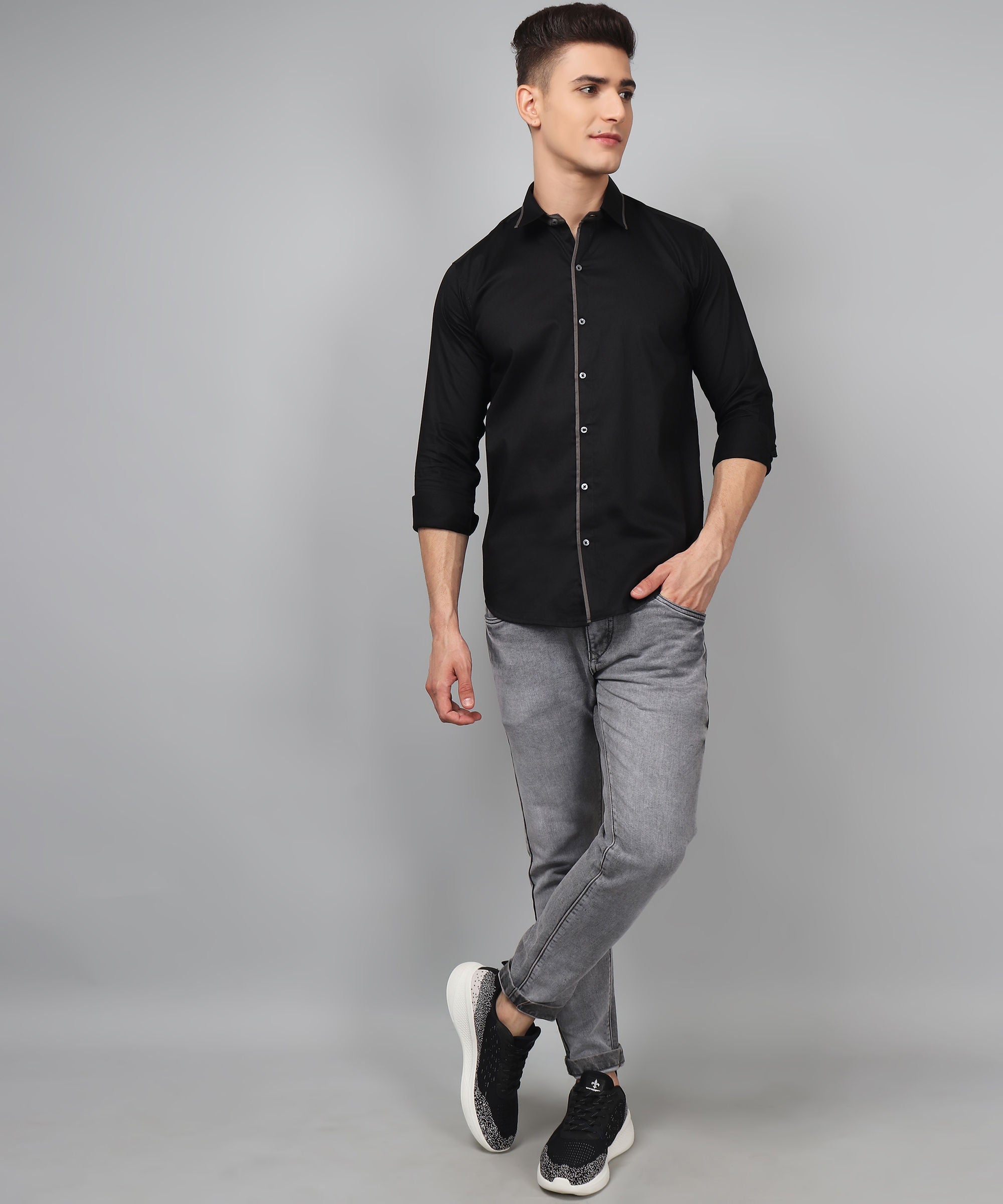 Black Grey Shirt for Men