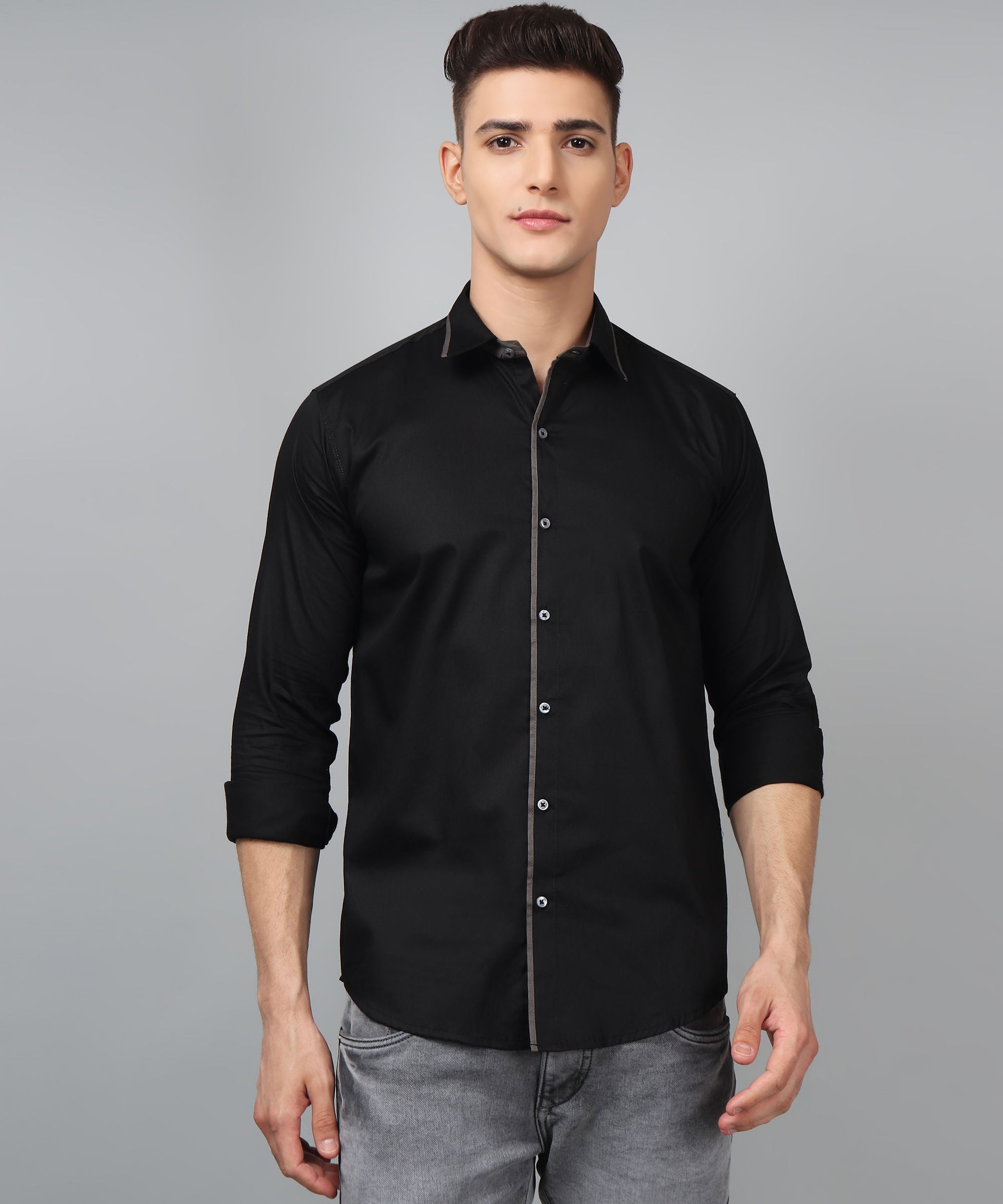 Black Grey Shirt for Men