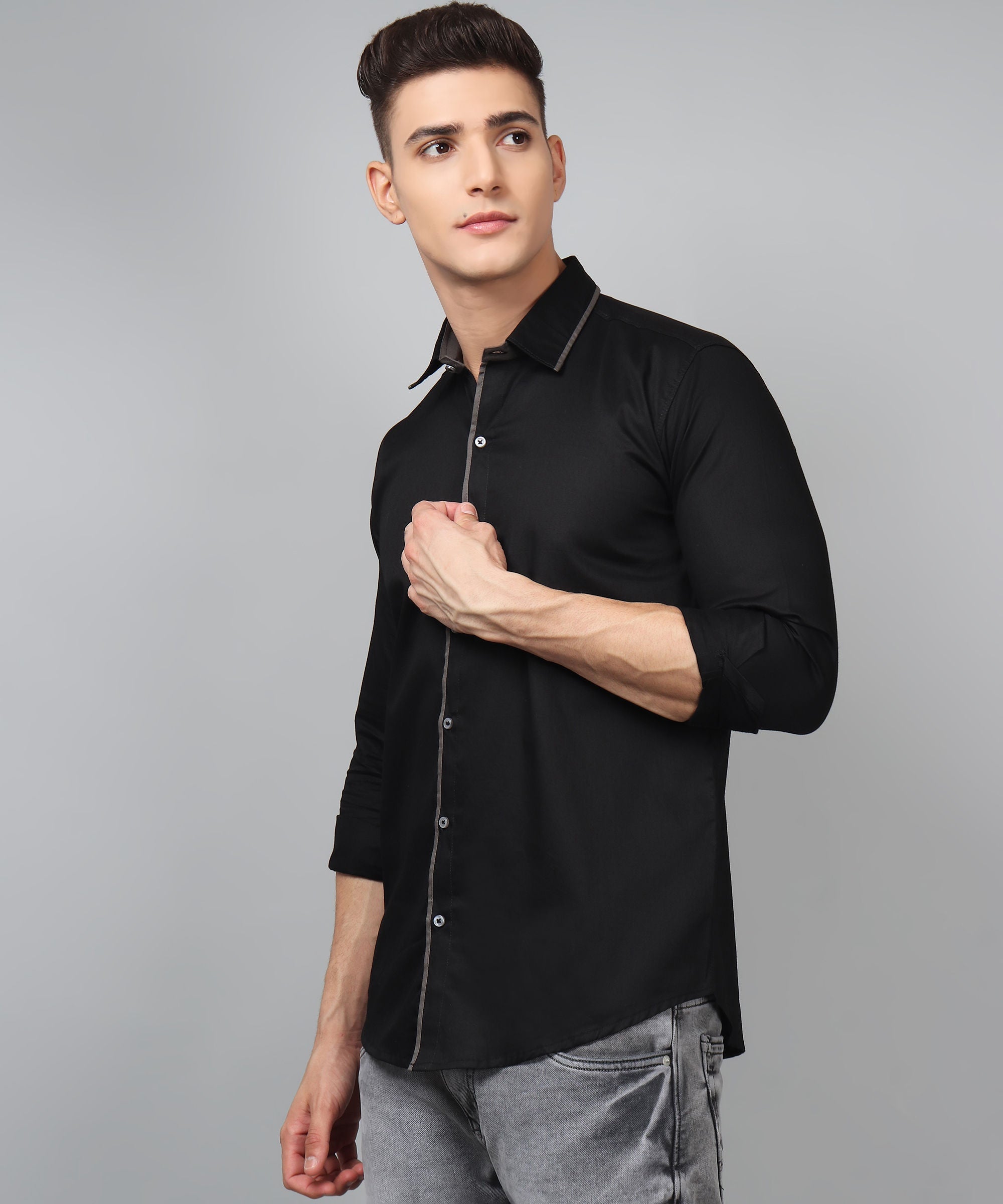 Black Grey Shirt for Men