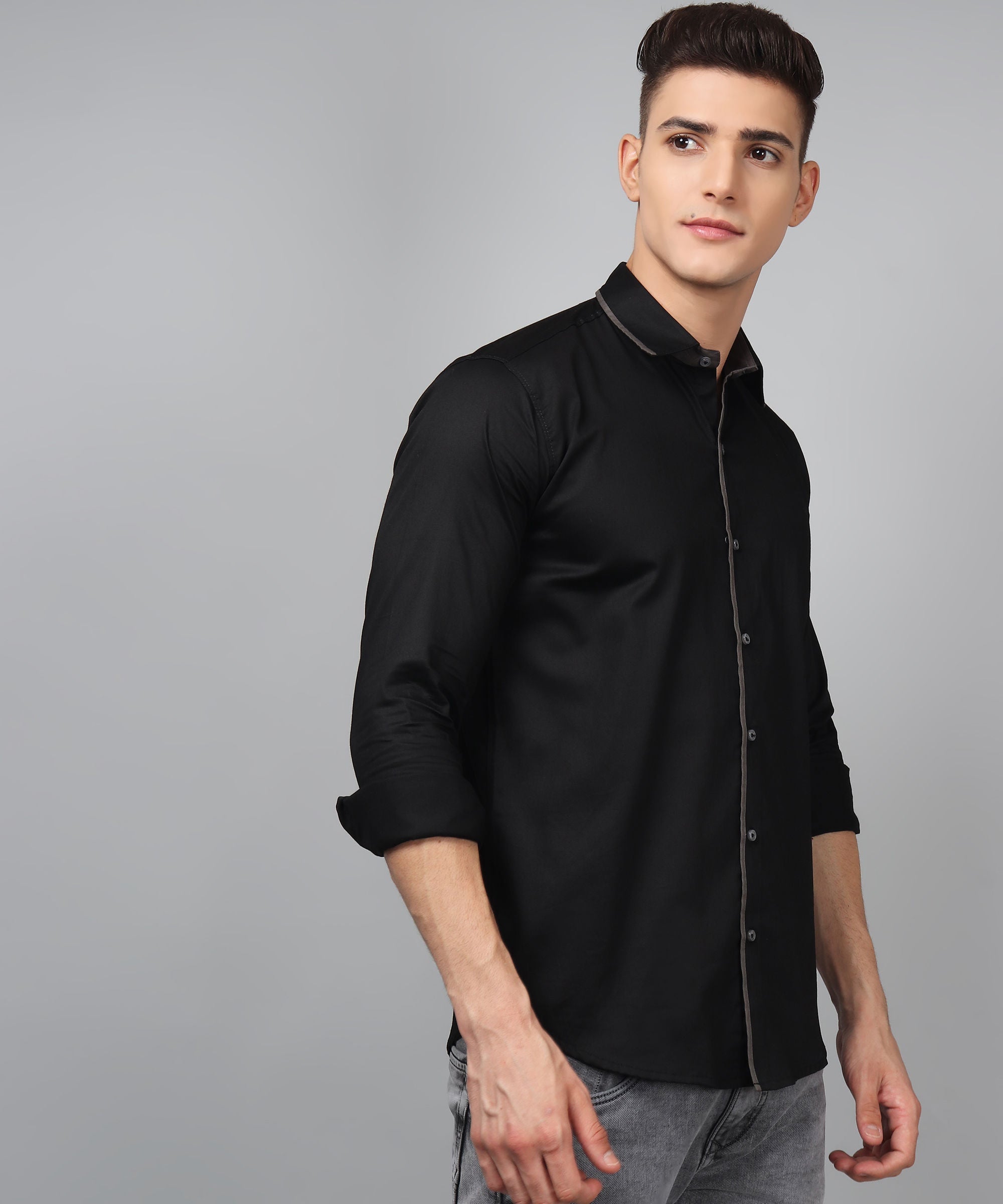 Black Grey Shirt for Men