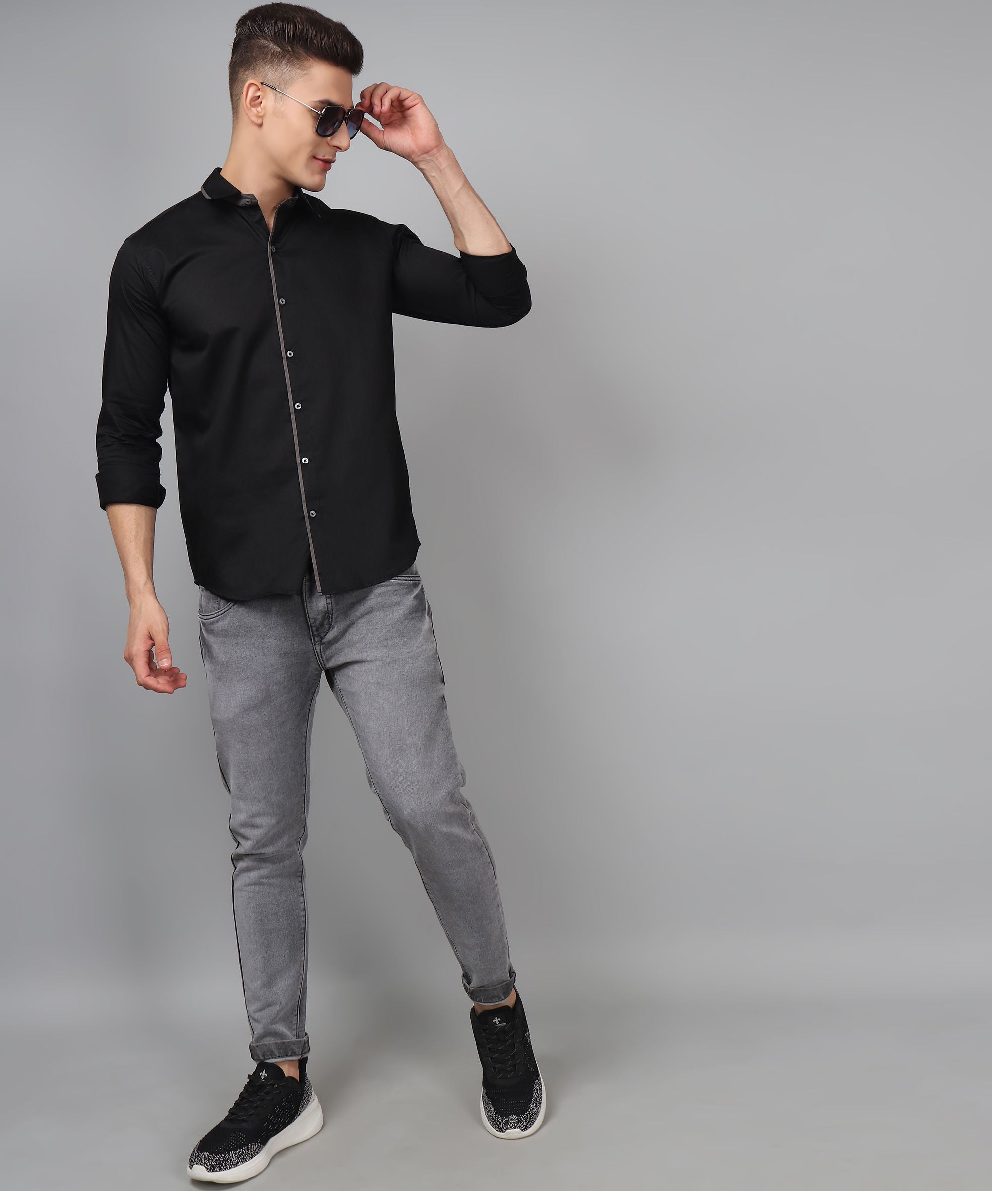 Black Grey Shirt for Men