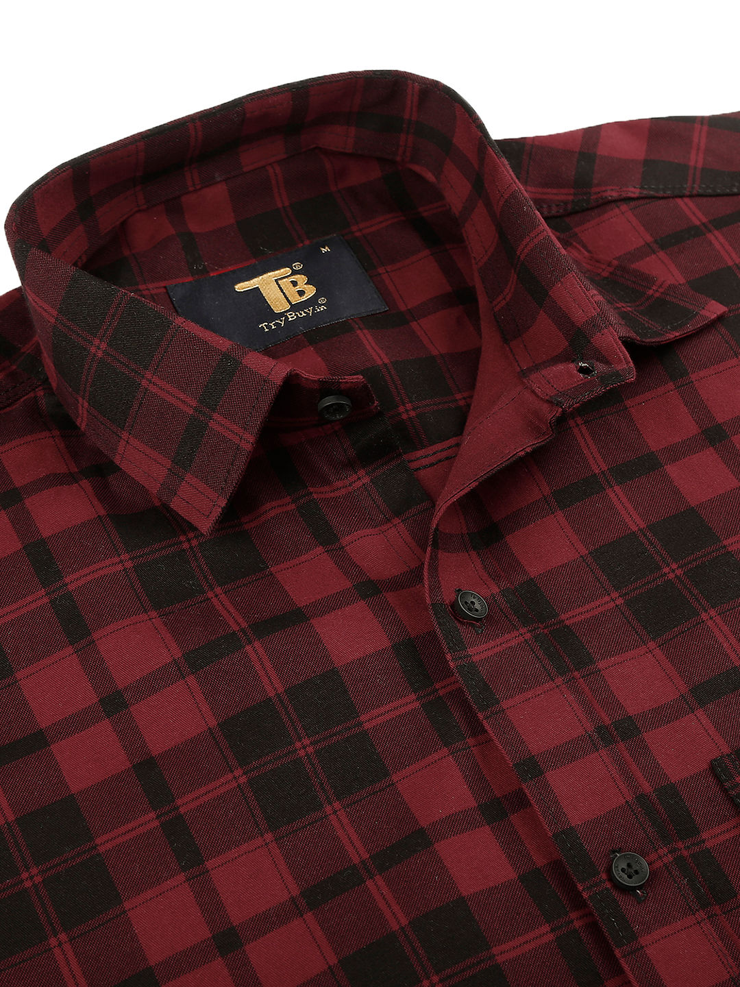 a red and black checkered shirt