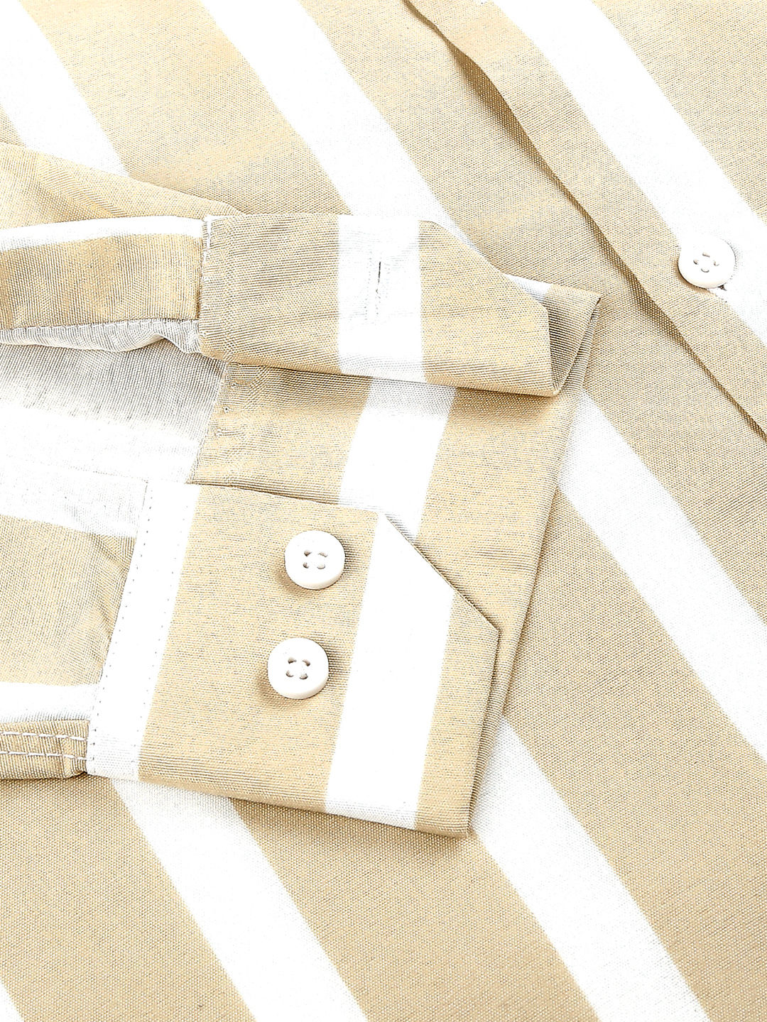 a close up of a striped shirt with buttons