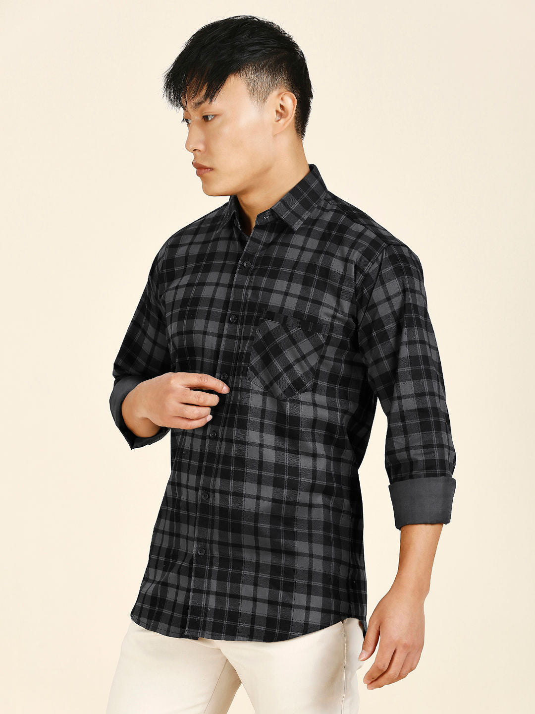 Versatile Checked Men's Shirt