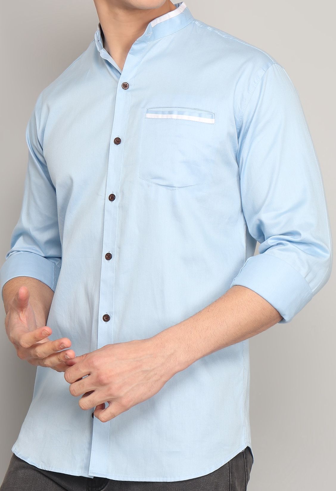 Mandarin Sky Blue Men's Shirt