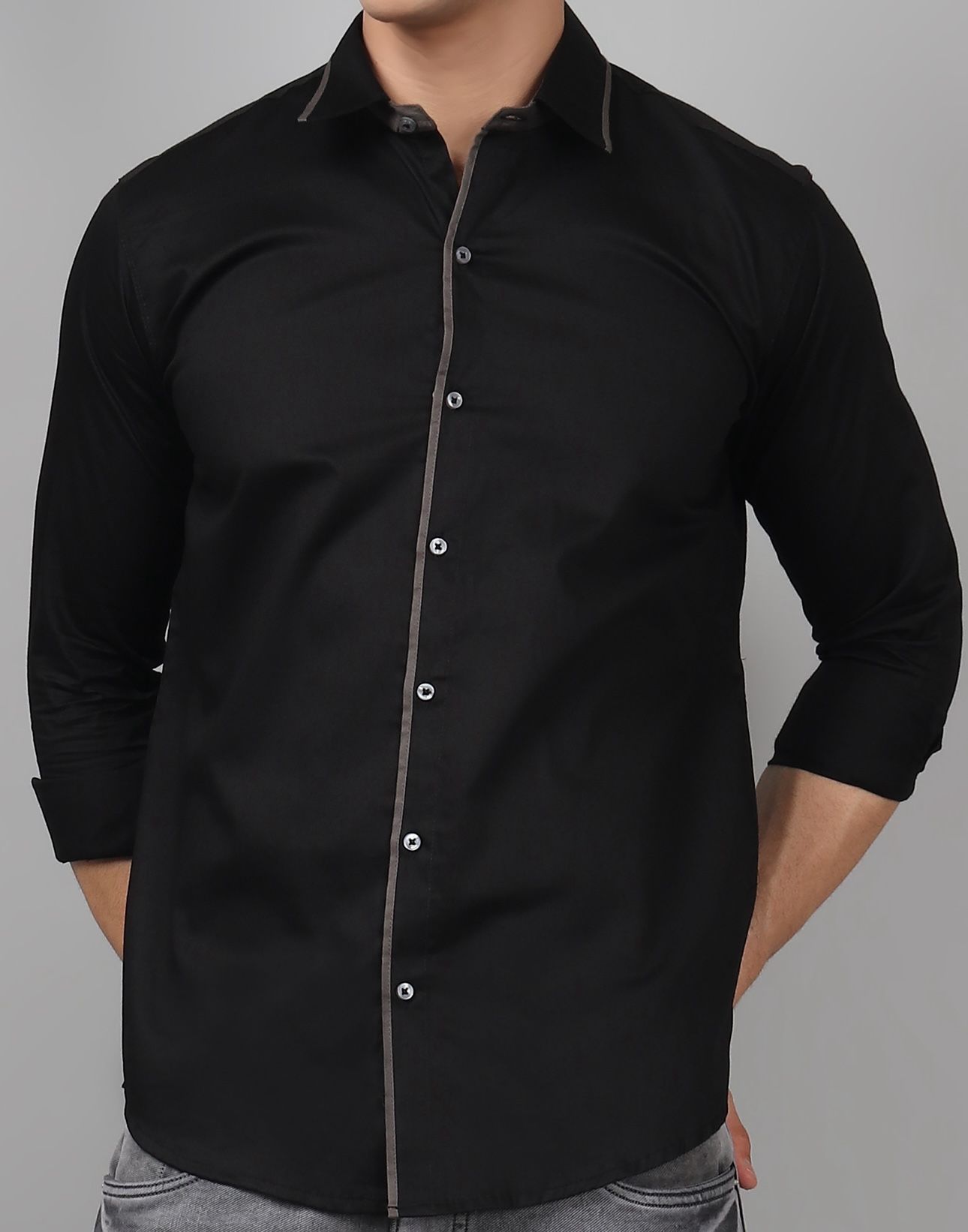 Black Grey Shirt for Men