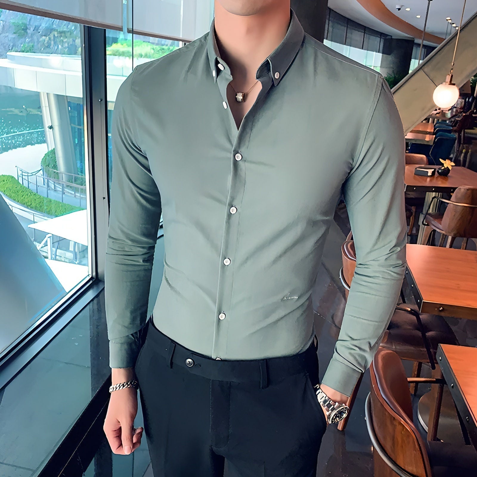 Men's Designer Classy Ocean Green Best Cotton Casual Shirt