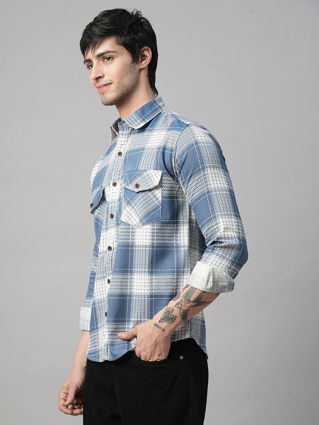 Amalfi Checked Double Pocket Shirt for Men