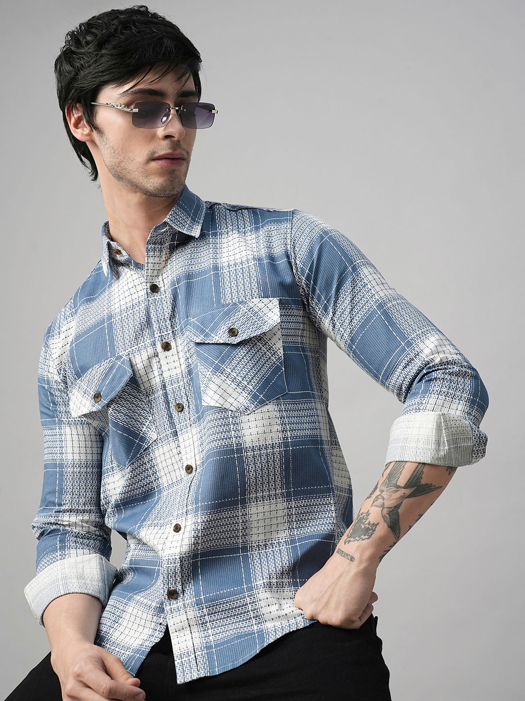 Amalfi Checked Double Pocket Shirt for Men