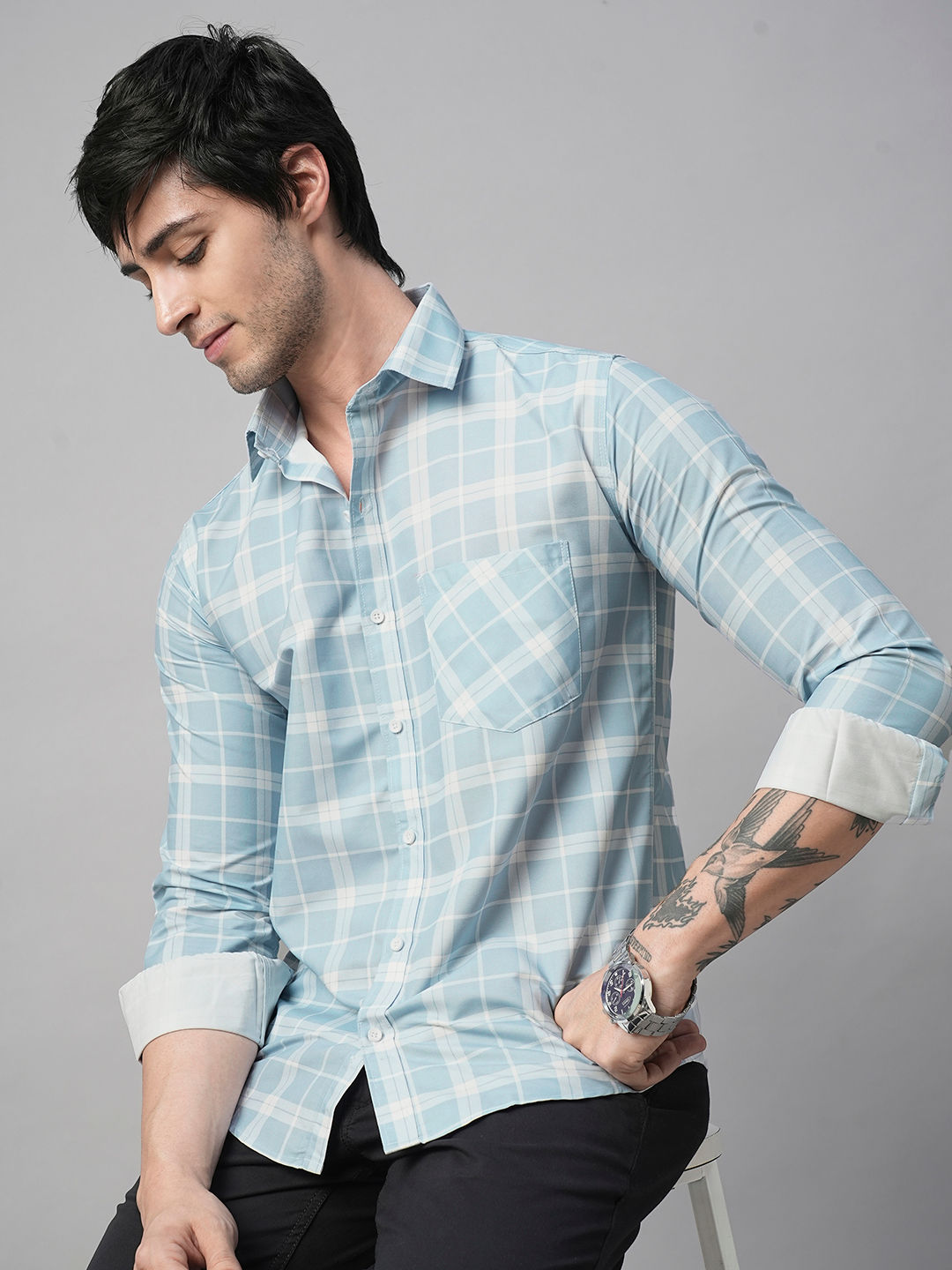 Light Checked Men's Shirt