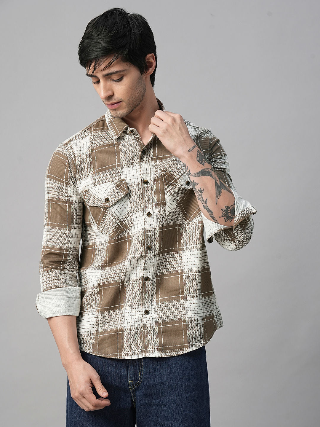 Palermo Checked Double Pocket Shirt for Men