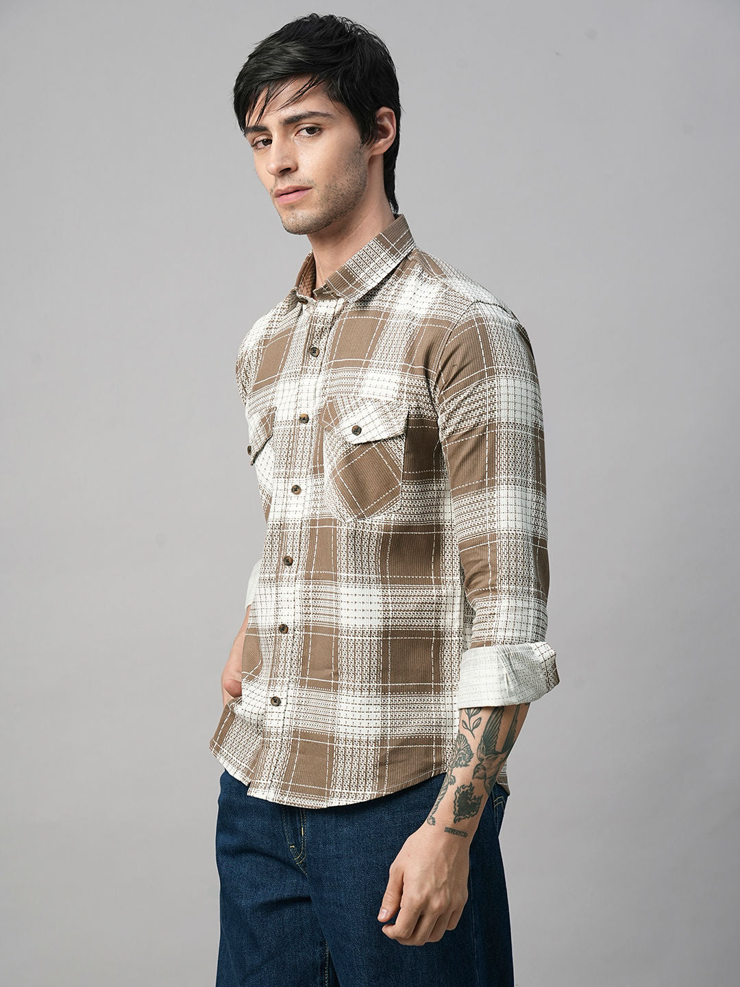 Palermo Checked Double Pocket Shirt for Men