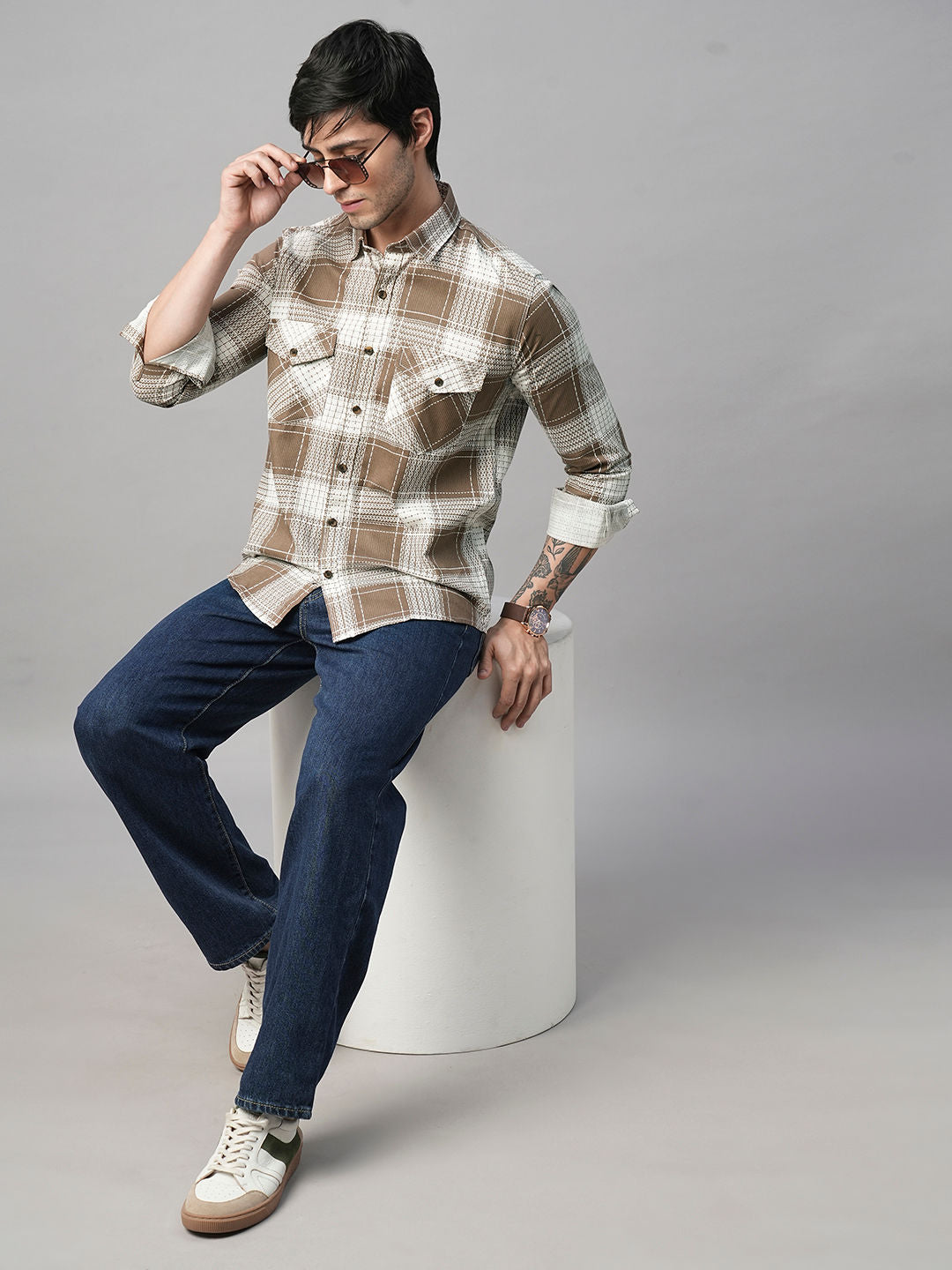 Palermo Checked Double Pocket Shirt for Men