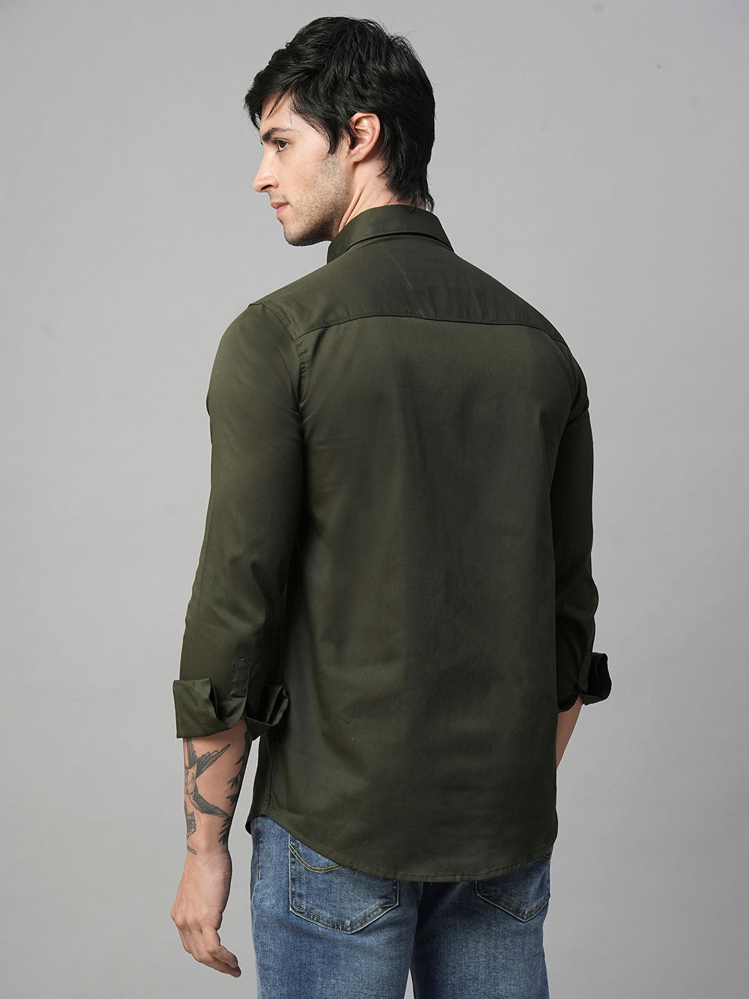 Seine Green Cotton Shirts for Men