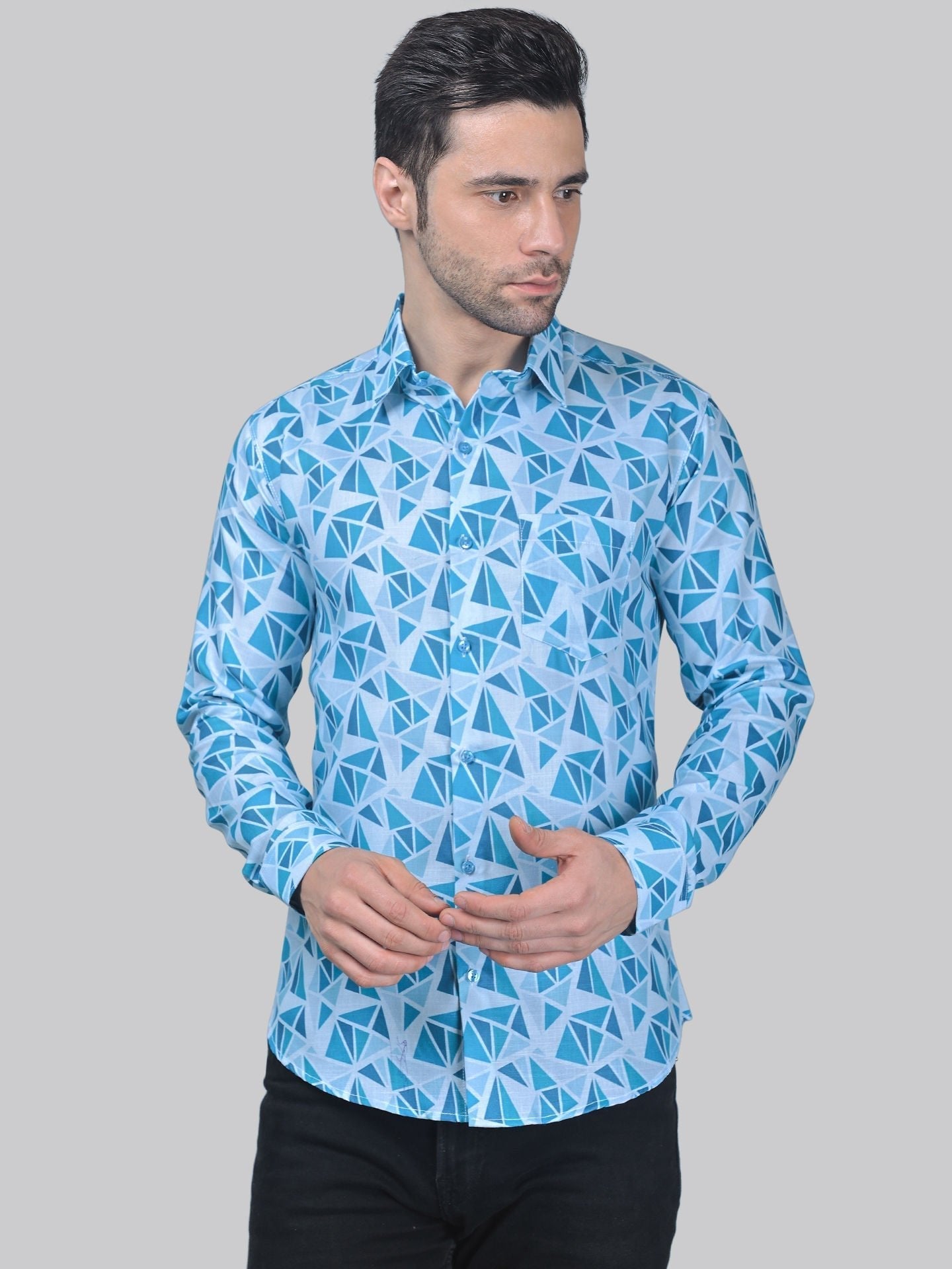 Chic-industrial Men's Printed Full Sleeve Casual Linen Shirt - TryBuy® USA🇺🇸