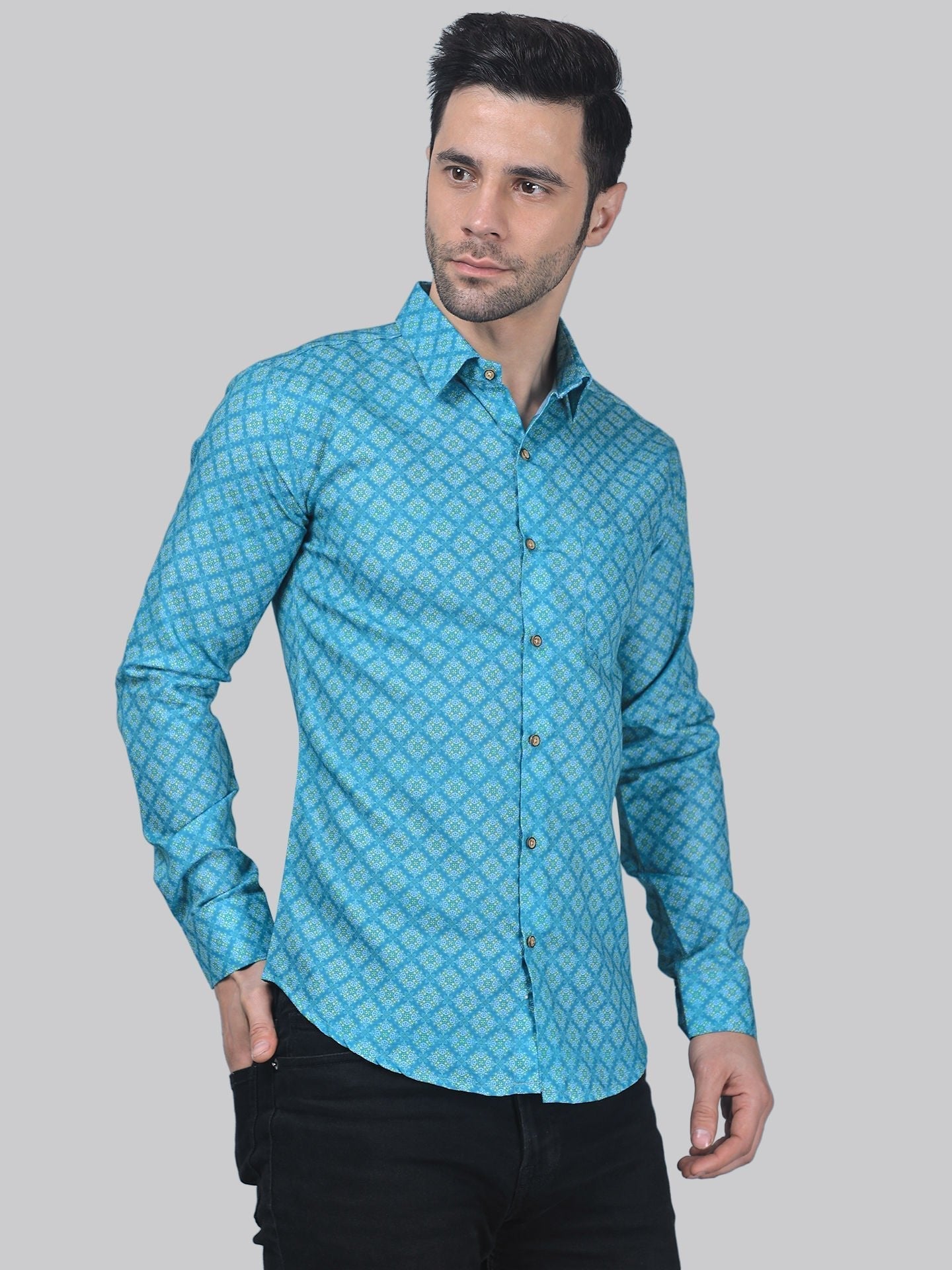 City-sleek Men's Printed Full Sleeve Casual Linen Shirt - TryBuy® USA🇺🇸