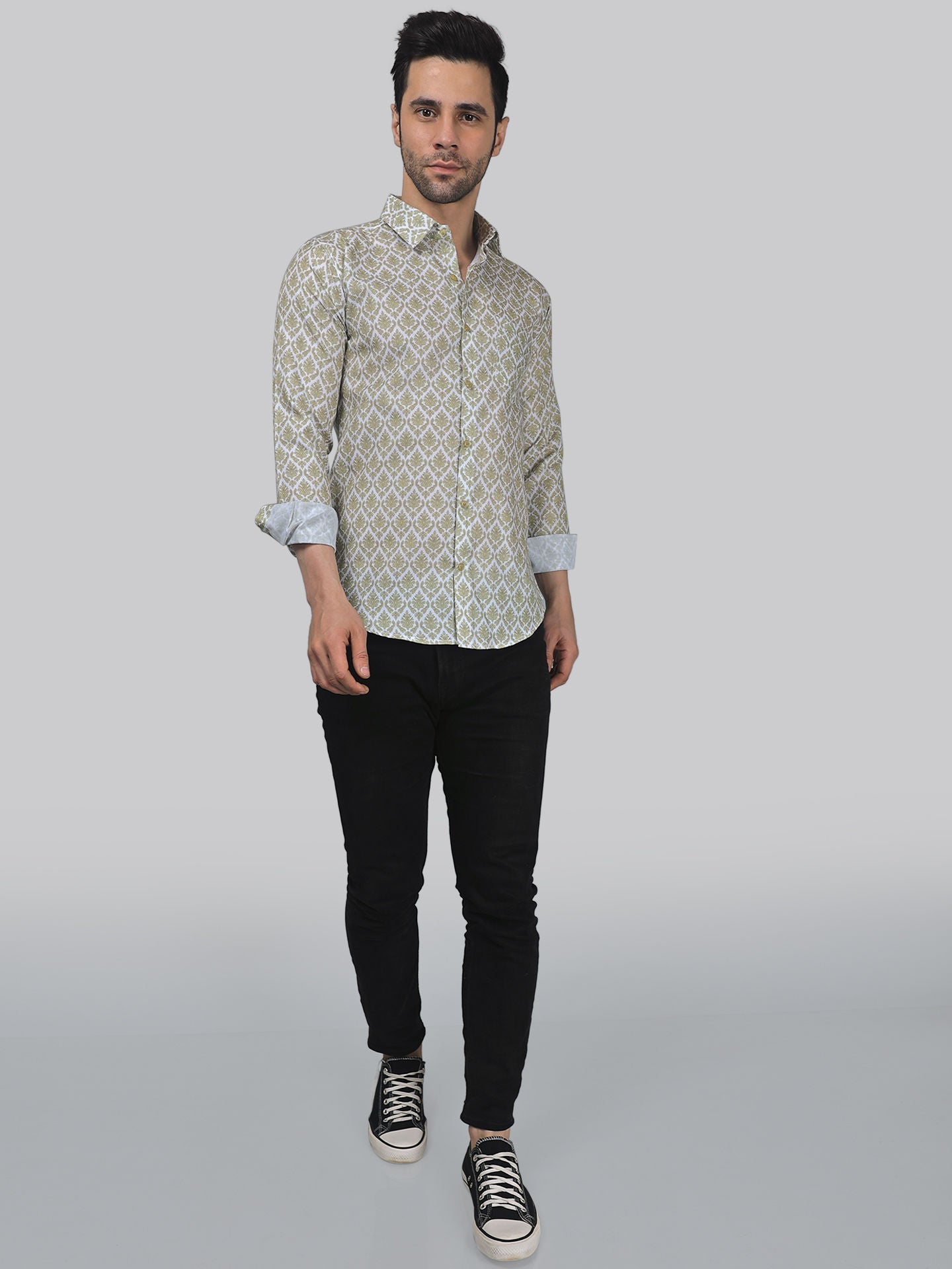 Classic-contemporary Men's Printed Full Sleeve Casual Linen Shirt - TryBuy® USA🇺🇸